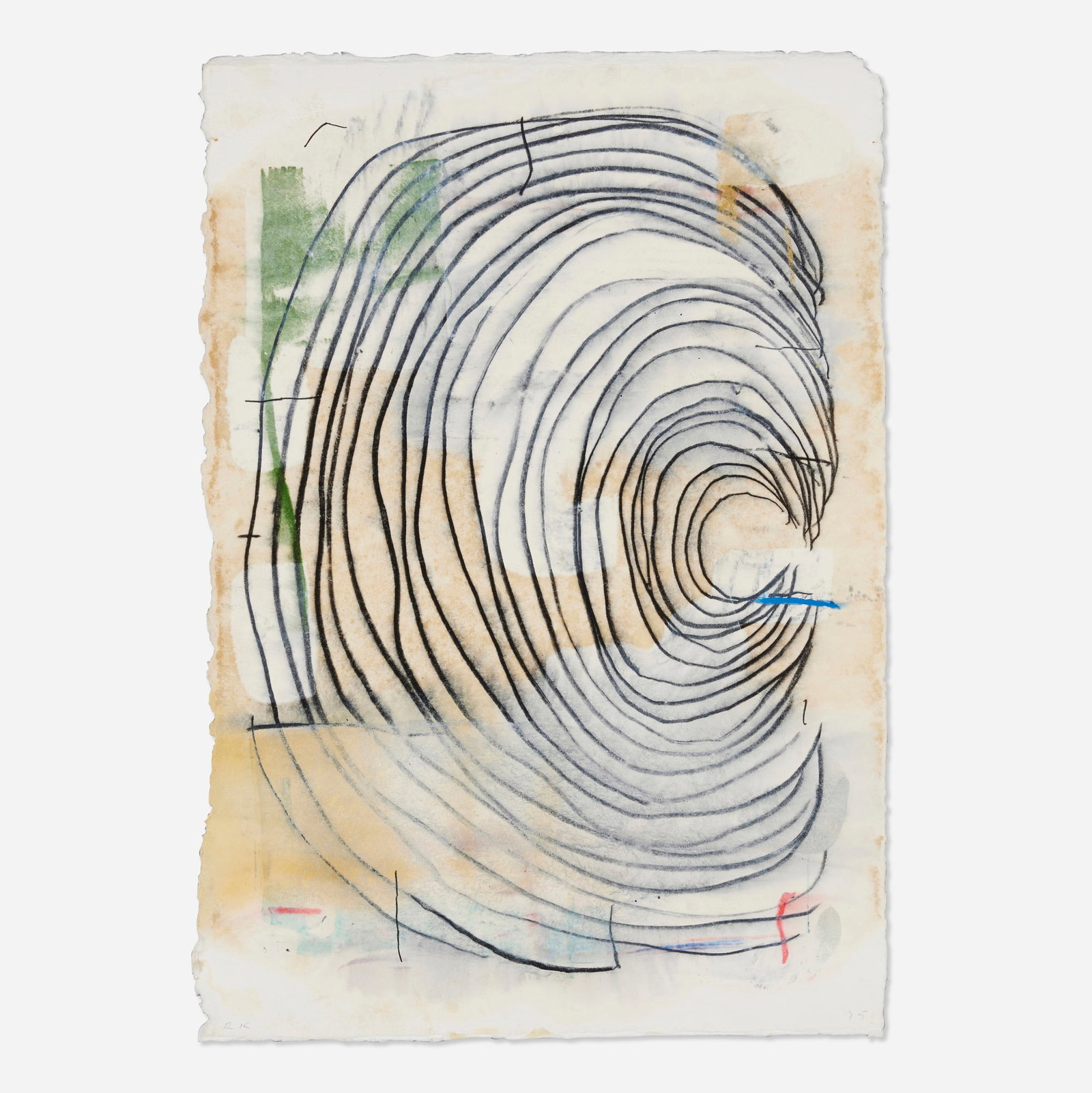 Robert Kelly, Untitled: Robert Kelly Untitled 1995encaustic on handmade paper 17.125 h x 12 w in (43 x 30 cm) Signed and dated to lower edge 'R.K. 95'. This work will ship from Los Angeles, Califo