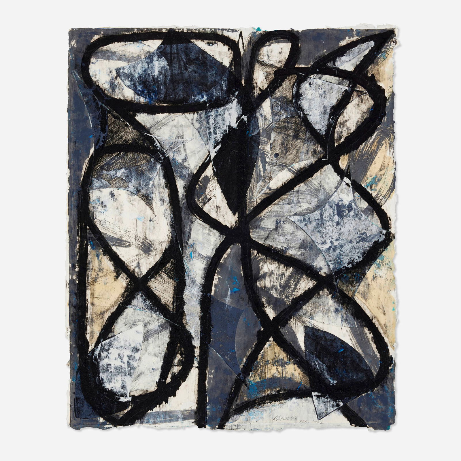 Charles Arnoldi, Untitled: Charles Arnoldi Untitled 1992monoprint on Tullis SB handmade paper 21 h x 17.25 w in (53 x 44 cm) Signed and dated to lower right ‘Arnoldi Feb. 1992’. This work was printed at Atelier Richard