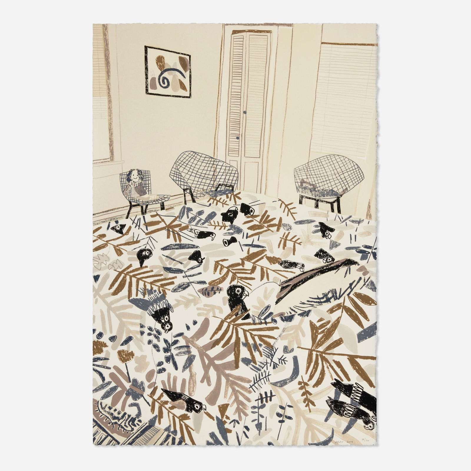 Jonas Wood, Untitled, State I (Noon): Jonas Wood Untitled, State I (Noon) 201410-color lithograph on white Rives BFK paper 23.25 h x 16 w in (59 x 41 cm) Signed, dated and numbered to lower right 'Jonas Wood 2014 14/20'. This work