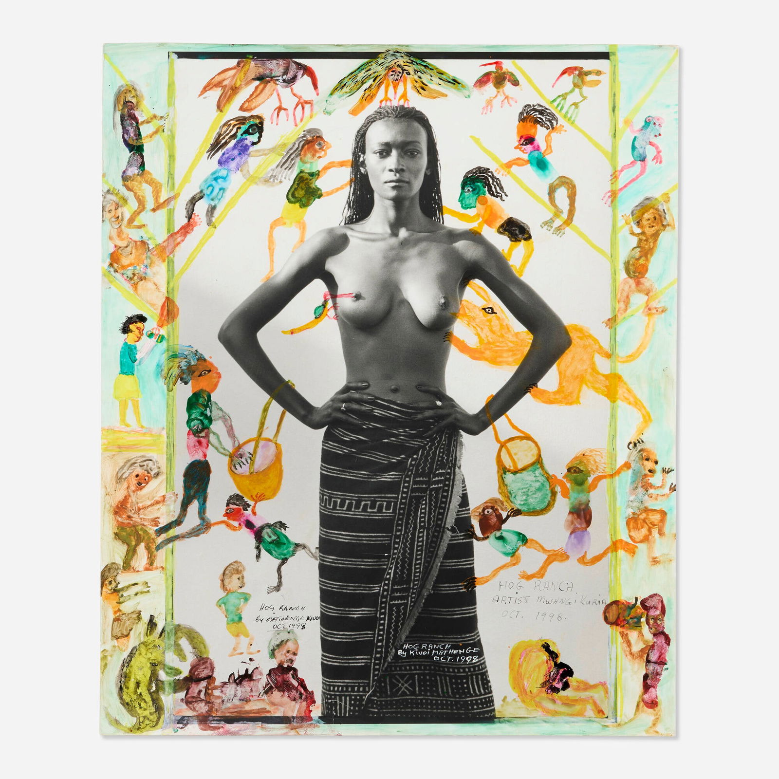 Peter Beard, Fayel Tall: Peter Beard Fayel Tall 1998gelatin silver print with hand-painting 23.875 h x 19.875 w in (61 x 50 cm) Dated and inscribed to lower edge 'Hog Ranch by Kivoi Mathenge 1998'. Signed 'Peter Beard