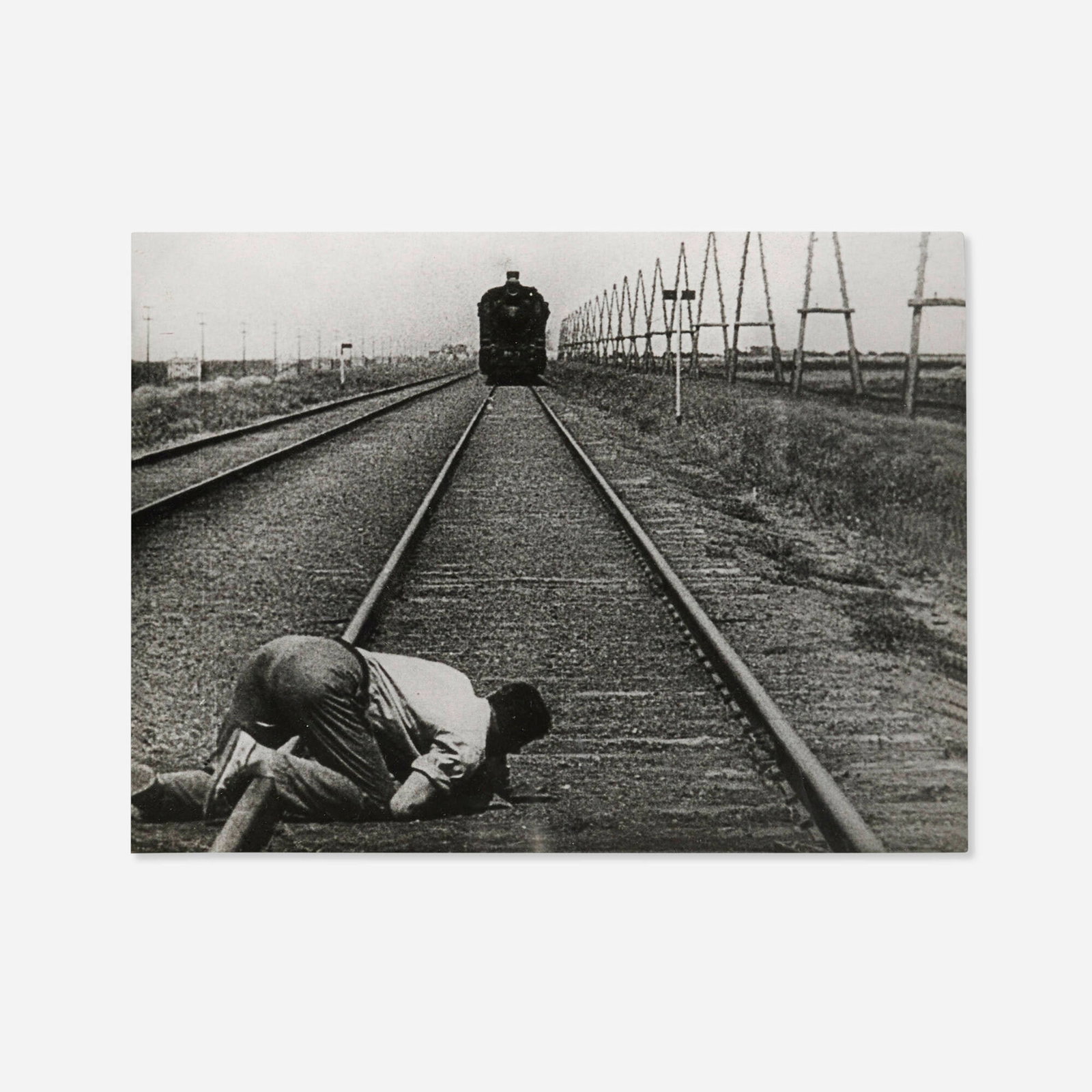 Dziga Vertov, The Man with the Movie Camera: Dziga Vertov The Man with the Movie Camera 1932 gelatin silver print 7.125 h x 9.5 w in (18 x 24 cm) Signed, dated and inscribed to verso 'D. Vertov: 32 Mur skinosprustem Janosho Andet ? 76000