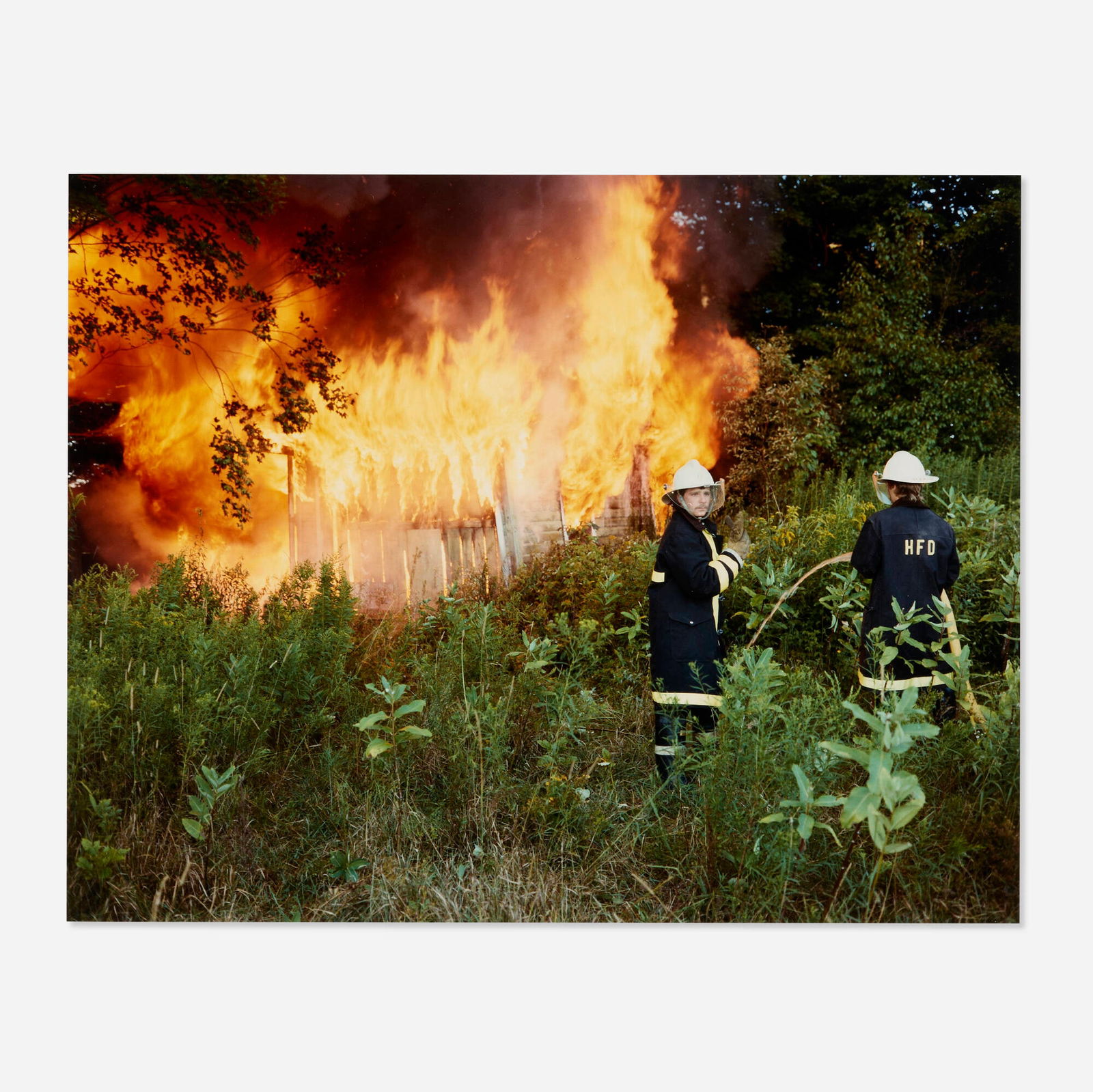 Gregory Crewdson, Untitled (burning house): Gregory Crewdson Untitled (burning house) 1987 / printed 1999C-print image: 18 h x 23 w in (46 x 58 cm) sheet: 20 h x 24 w in (51 x 61 cm) Signed, dated and numbered to lower right 'Gregory