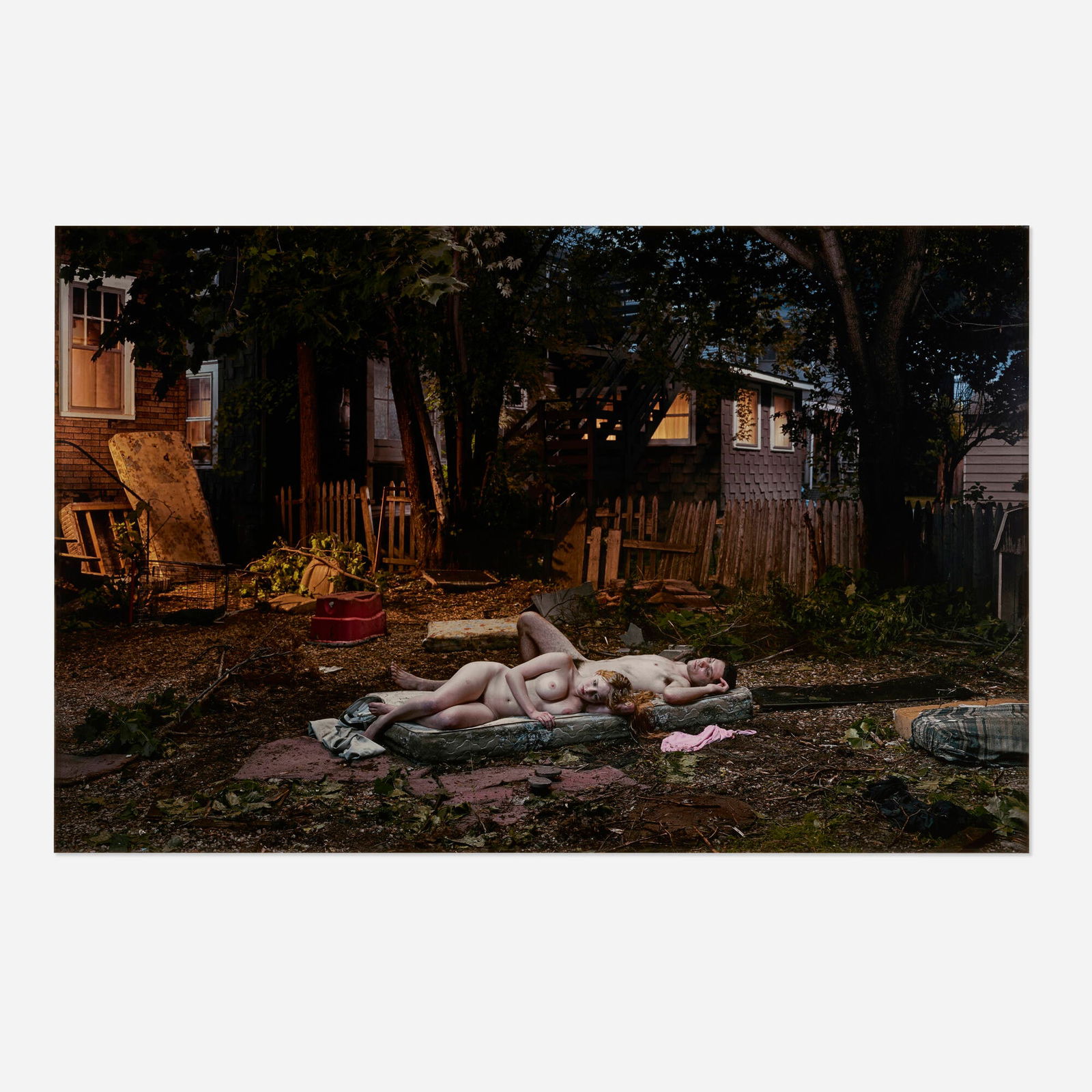 Gregory Crewdson, Untitled (Backyard Romance) (from the Beneath the Roses series): Gregory Crewdson Untitled (Backyard Romance) (from the Beneath the Roses series) 2004digital C-print sight: 56.25 h x 87.25 w in (143 x 222 cm) Signed to label to verso 'Gregory Crewdson'. Thi