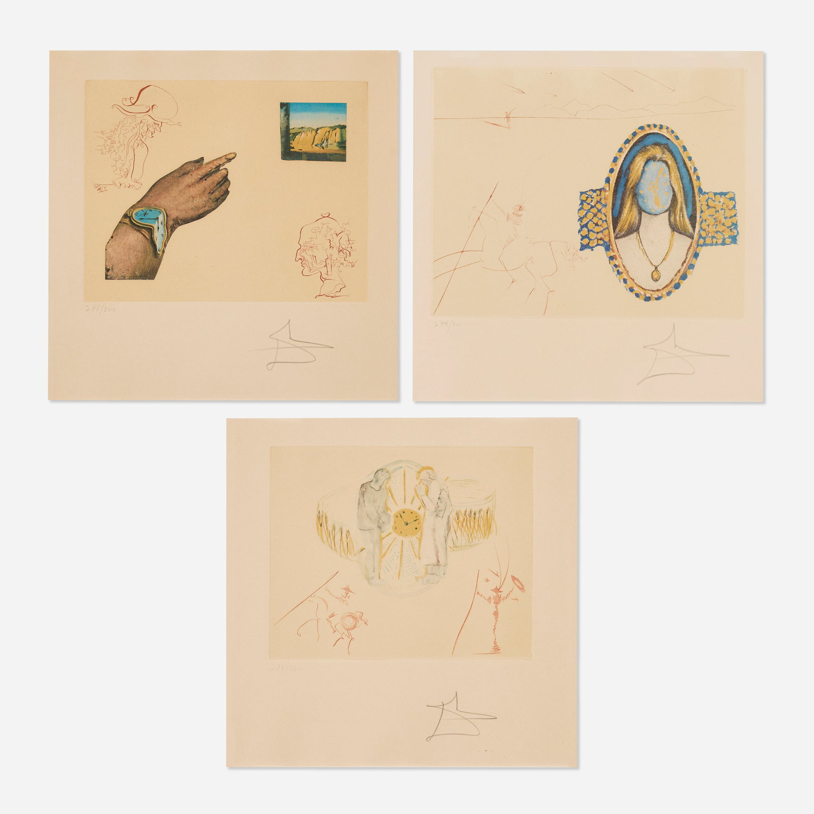 Salvador Dalí, Cycles of Life: Salvador Dalí Cycles of Life 1979 photolithograph and etching in colors image (each): 8.25 h × 10.625 w in (21 × 27 cm) sheet (each): 14.875 h × 22.625 w in (38 × 57