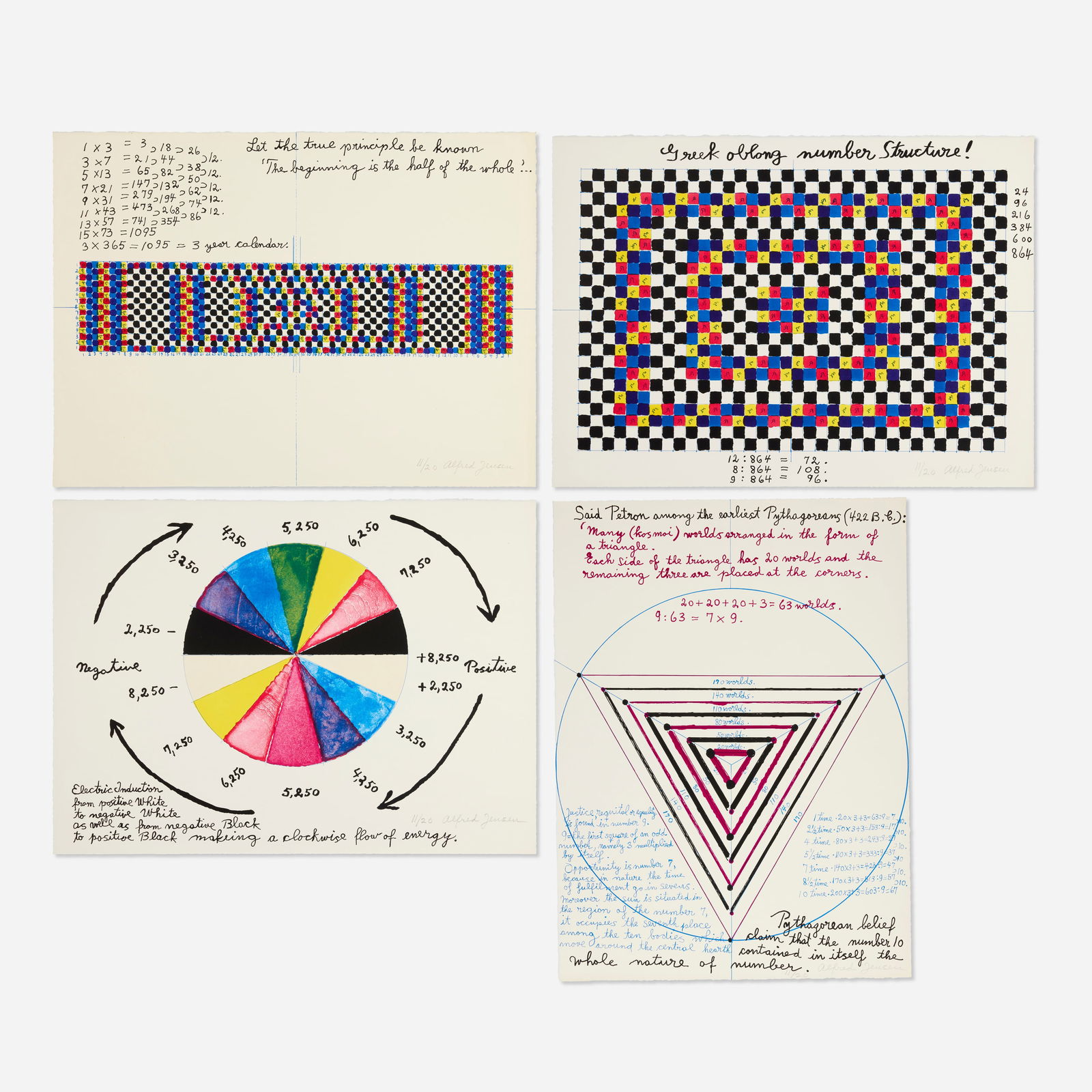 Alfred Jensen, Four works from A Pythagorean Notebook (1 of 2)
