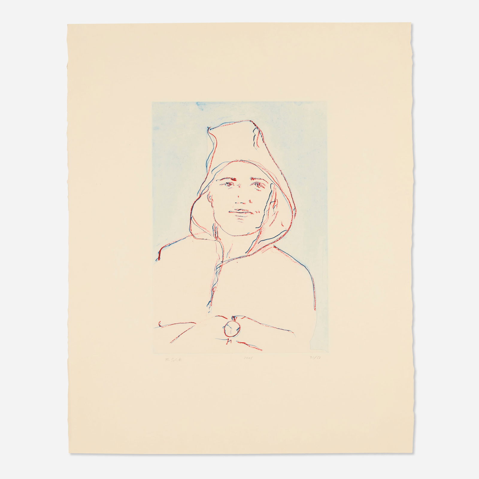 Thomas Schütte, Sophie: Thomas Schütte Sophie 2005etching in colors on Somerset image: 16.375 h × 11.5 w in (42 × 29 cm) sight: 28 h × 22.5 w in (71 × 57 cm) Signed, dated and numbe