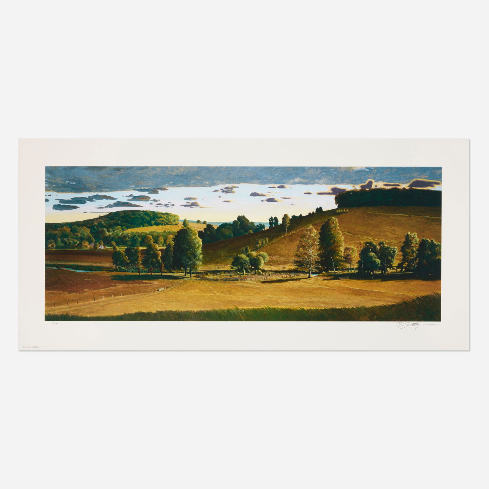 Peter Sculthorpe, Untitled (Evening Landscape): Peter Sculthorpe Untitled (Evening Landscape) 2003lithograph in colors image: 16 h × 41 w in (41 × 104 cm) sheet: 22 h × 46.625 w in (56 × 118 cm) Signed and numb