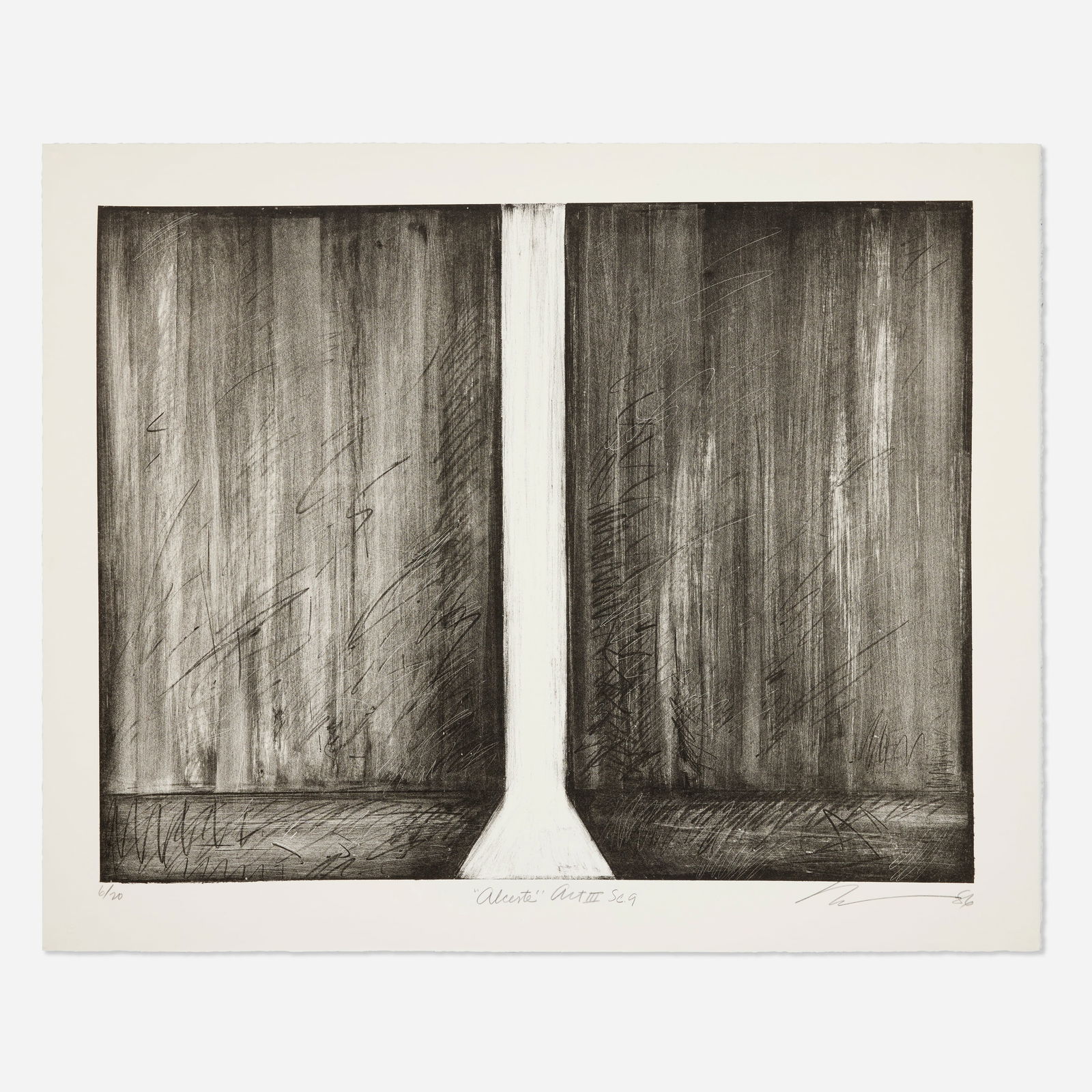 Robert Wilson, Alceste, Act III, Scene 9: Robert Wilson Alceste, Act III, Scene 9 1986lithograph image: 21.625 h × 27.625 w in (55 × 70 cm) sheet: 25.75 h × 31.75 w in (65 × 81 cm) Signed, titled, dated a