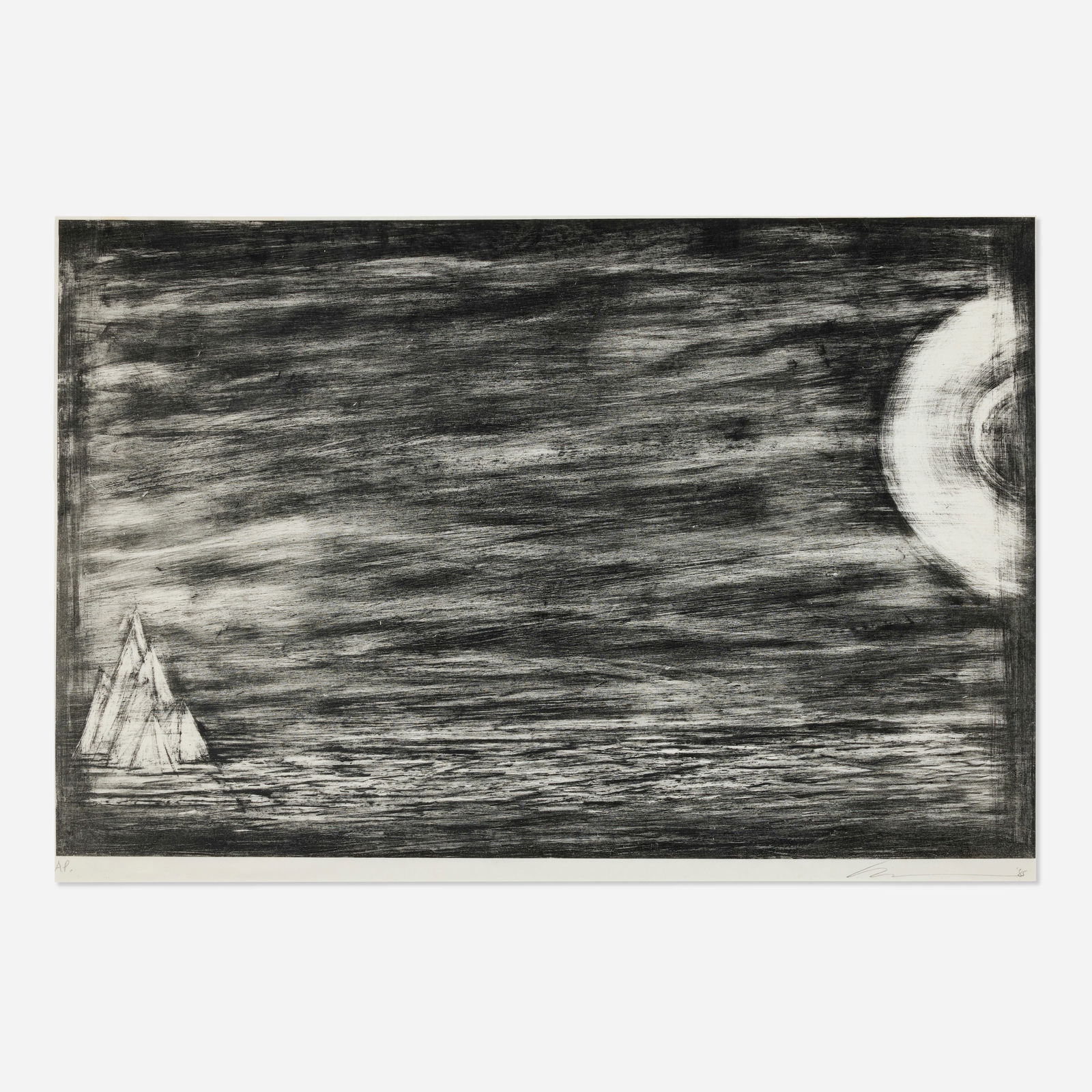 Robert Wilson, Parsifal No. 5: Robert Wilson Parsifal No. 5 1985lithograph image: 23.25 h × 34.875 w in (59 × 89 cm) sight: 24 h × 35.125 w in (61 × 89 cm) Signed, dated and numbered to lower e