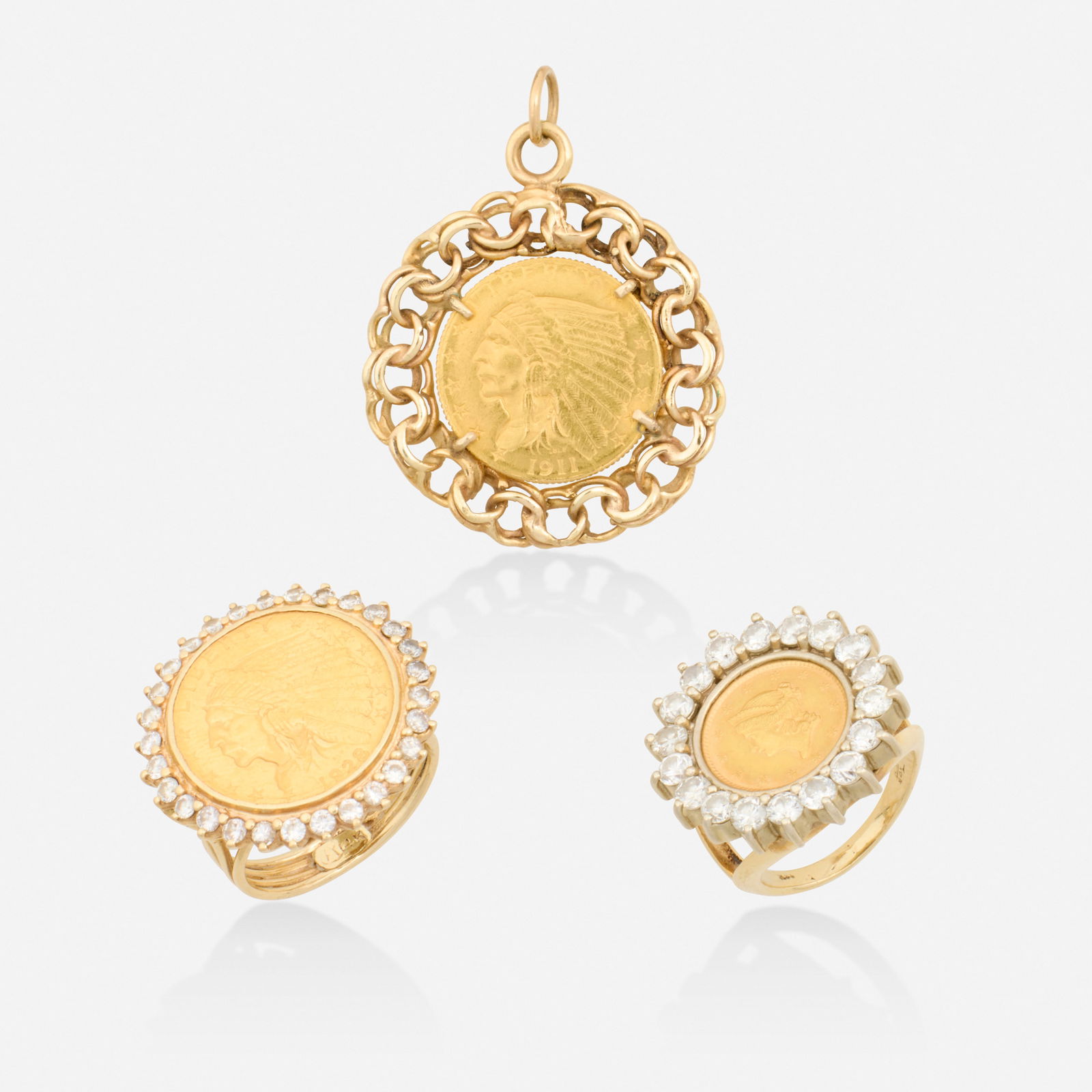 Group of gold coin and diamond jewelry (1 of 2)