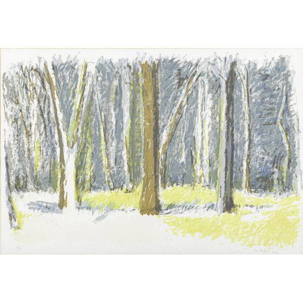 WOLF KAHN (American, b. 1927): Screenprint in colors of a forest glade, 1982 (framed); Signed and numbered; 20" x 28" (sight)