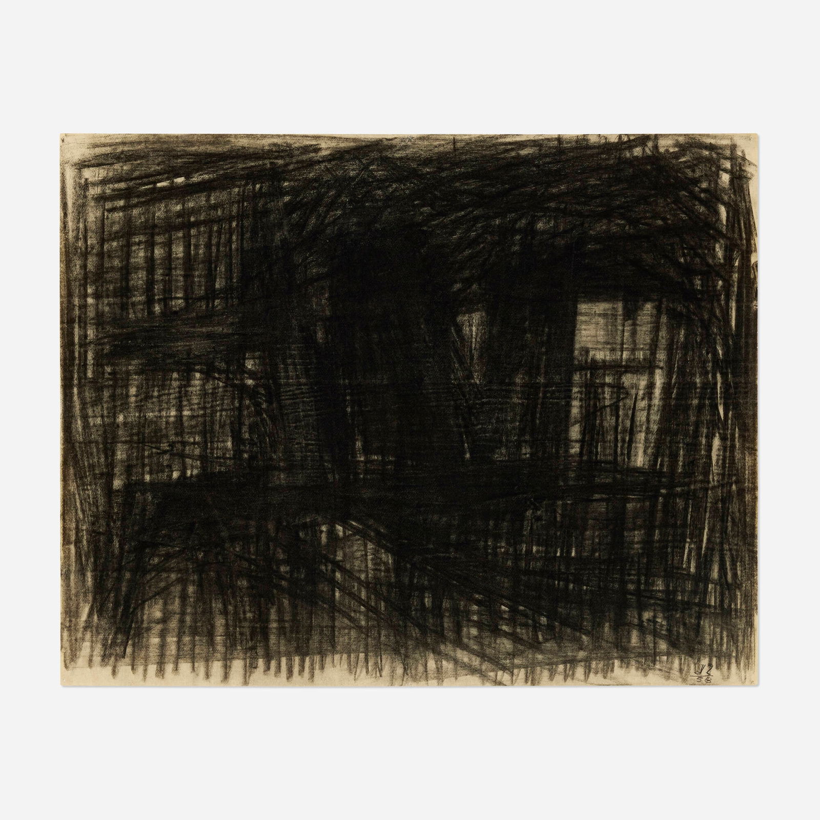 Jack Tworkov, Untitled: Jack Tworkov Untitled 1958charcoal on paper 19 h x 23.875 w in (48 x 61 cm) Signed and dated to lower right 'JT 58'. Provenance: Nancy Hoffman Gallery, New York | Mitch