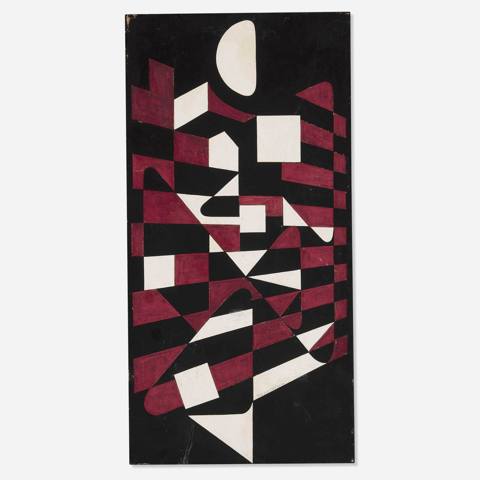 Victor Vasarely, Onega 3: Victor Vasarely Onega 3 1955oil on board 15.25 h x 7.625 w in (39 x 19 cm) Signed to lower right 'Vasarely'. Provenance: G. David Thompson | Richard Feigen Gallery, Chi