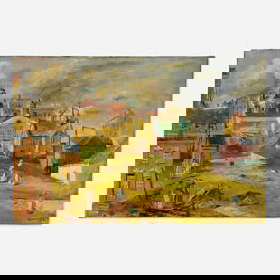 Walter Stuempfig, Untitled: Walter Stuempfig Untitled oil on canvas 20 h x 30.125 w in (51 x 77 cm) Signed to lower right 'Stuempfig'. This work will ship from Lambertville, New Jersey.