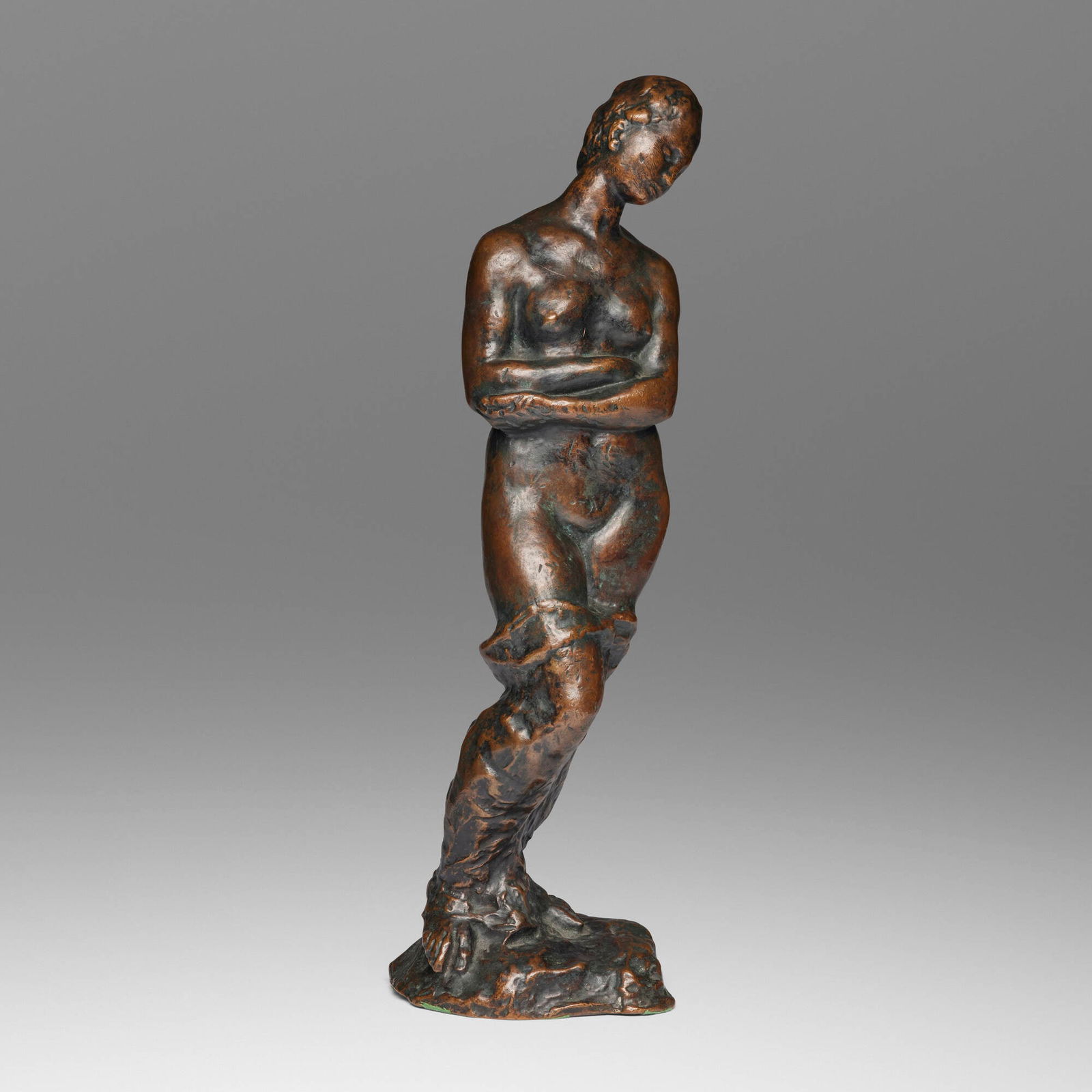 After Wilhelm Lehmbruck, Kleine Sinnende: After Wilhelm Lehmbruck Kleine Sinnende after 1913patinated bronze 21 h x 6.25 w x 6 d in (53 x 16 x 15 cm) Cast signature to lower edge 'Lehmbruck' with foundry mark. This work was produced a