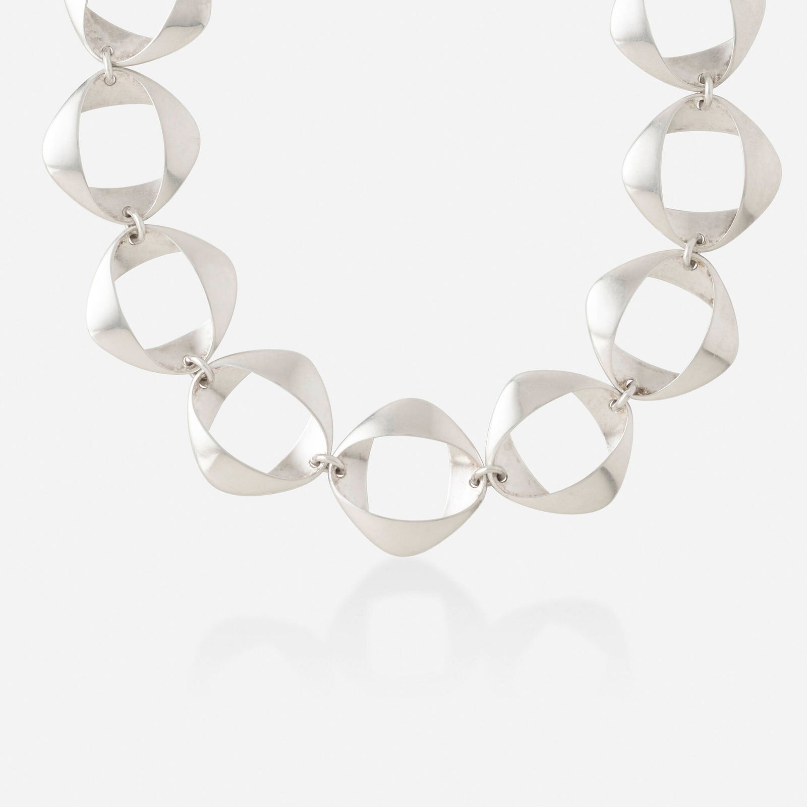 Georg Jensen, Sterling silver necklace, no. 190: Georg Jensen Sterling silver necklace, no. 190 Designed by Henning Koppel for Georg Jensen; 1960s Sterling silver Signed with maker's mark for Georg Jensen 15.50 in; Gross weight 32.4 dwts Sold