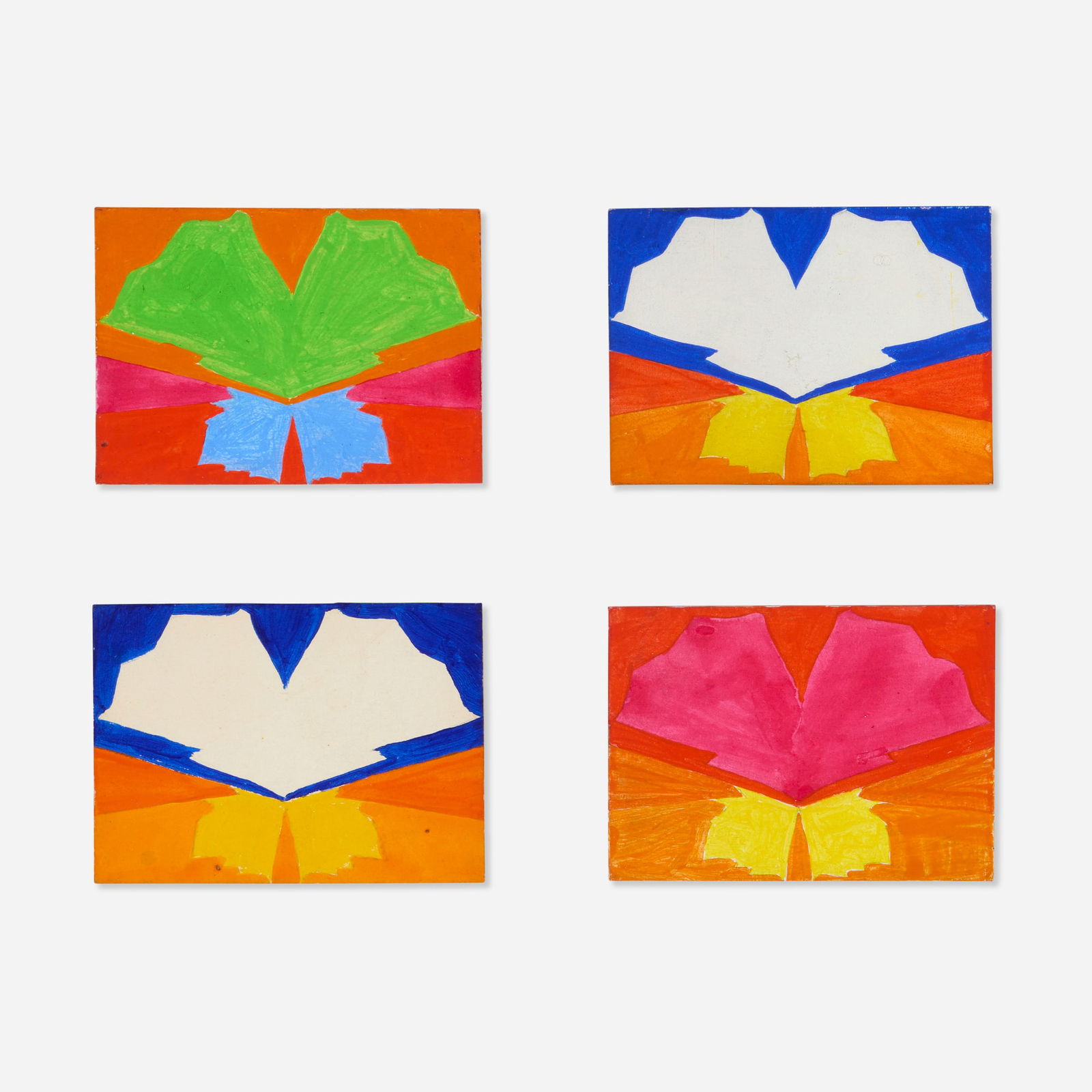 Jack Youngerman, Color Study (four works): Jack Youngerman Color Study (four works) oil on panel each: 2.75 h x 3.875 w in (7 x 10 cm) Provenance: Gifted by the artist, Private Collection This work will s