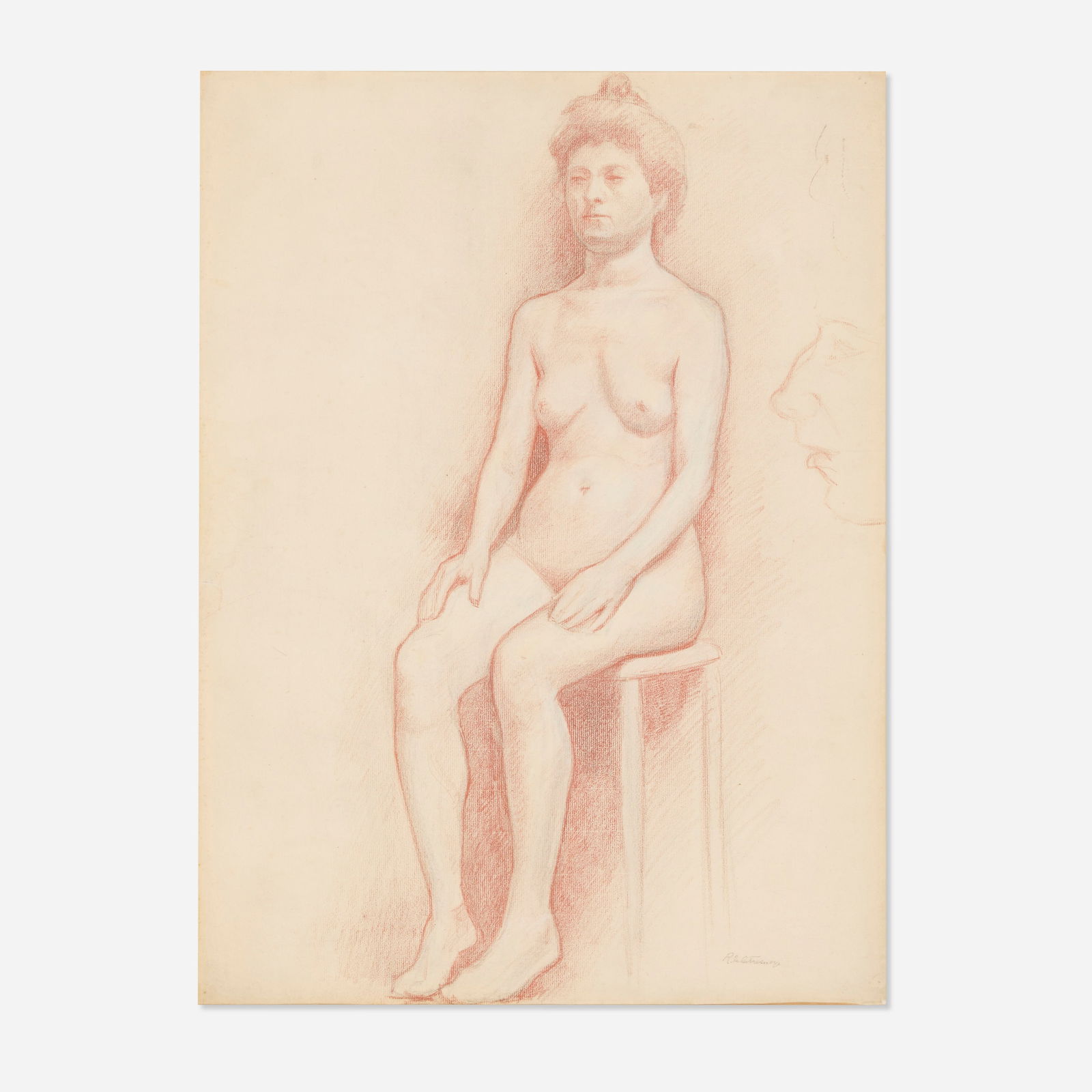 Roger de la Fresnaye, Seated Woman: Roger de la Fresnaye Seated Woman chalk on paper sight: 24.125 h × 17.875 w in (61 × 45 cm) Signed to lower right ‘R de la Fresnaye’. This work will sh