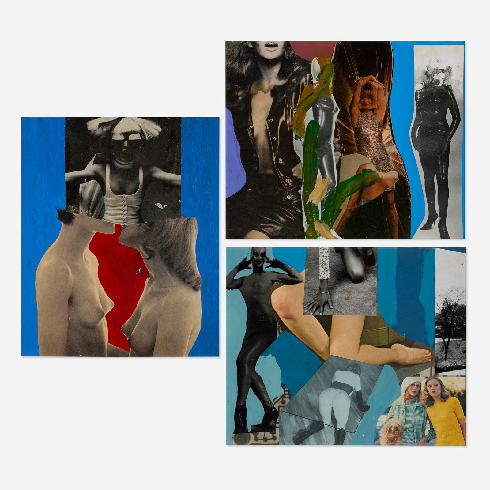 Jack Roth, Three works: Jack Roth Three works c.1960mixed media collage sight (each): 11.50 h × 9.50 w in (29 × 24 cm) Provenance: Estate of the artist | Private Collection