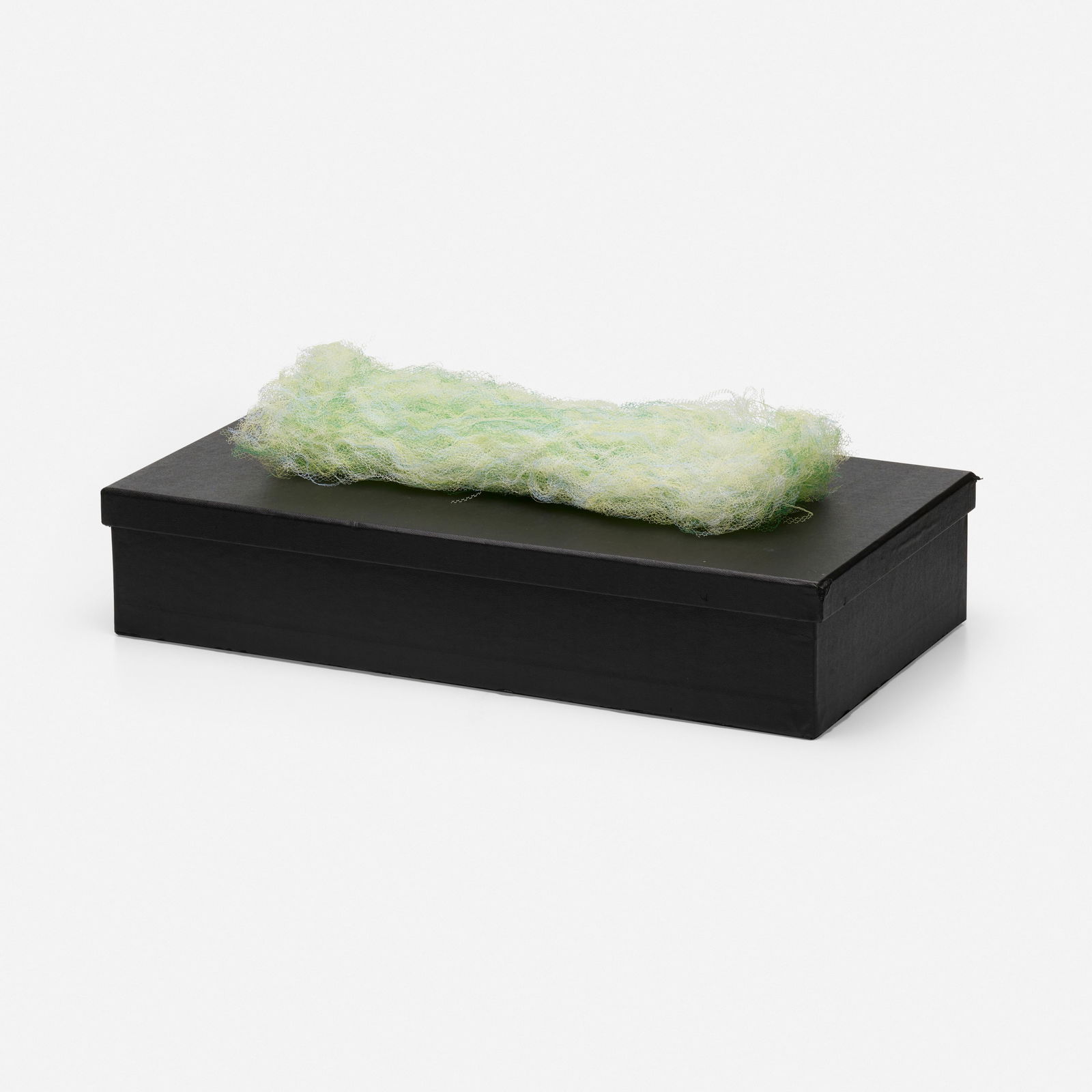 Alan Saret, Untitled (from the 7 Objects/69 portfolio): Alan Saret Untitled (from the 7 Objects/69 portfolio) 1969reprocessed nylon net, paperboard box sculpture: 3 h × 17.25 w × 7 d in (8 × 44 × 18 cm) overall: 7.5 h ×