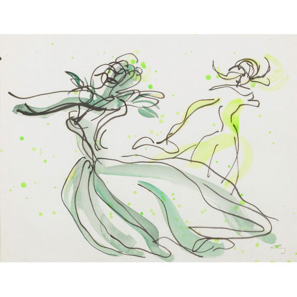 EMLEN ETTING (American, 1905-1993): Two watercolor on paper: "Brigitte", unsigned; Untitled, signed (both framed); Larger: 10 1/4" x 13" (sight)