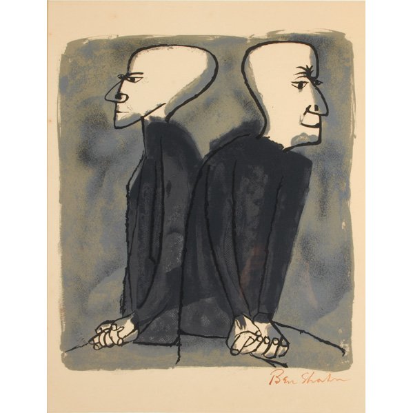 BEN SHAHN (American, 1898-1969): Lithograph; "Partings Long Seen Coming" (from Rilke portfolio), 1968 (framed); Signed in print; 22 1/2" x 17 1/2" (sheet)