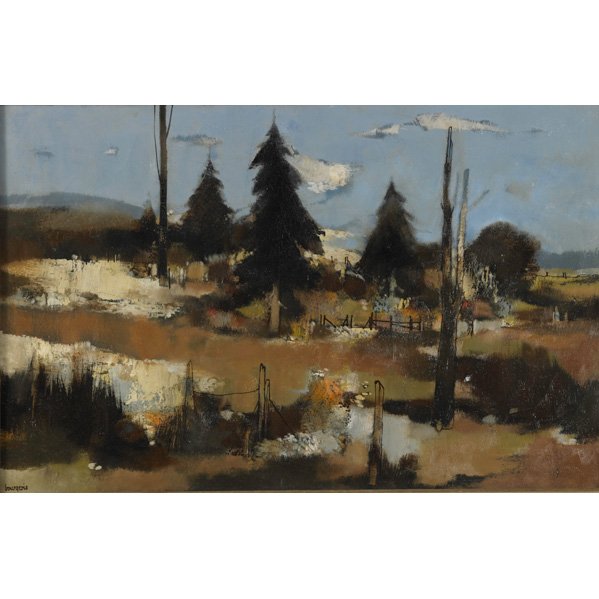 JEAN-CLAUDE BOURGEOIS (Canadian, 20th c.): Oil on canvas; Landscape (framed); Signed; 24" x 36 1/4"