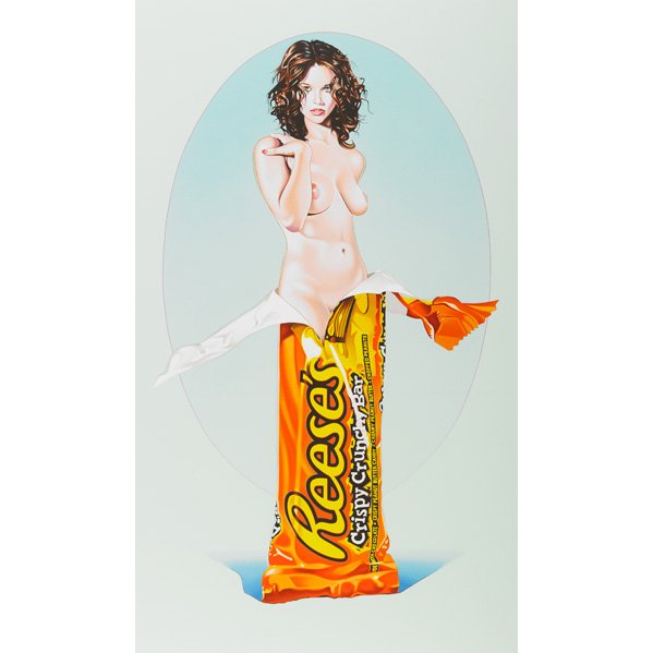 MEL RAMOS (American, b. 1935): Two lithographs: "Reese's Rose", "Peek-a-Boo Marilyn," 2002 (both framed); Both signed and numbered; Larger: 45" x 27 5/8" (sheet)