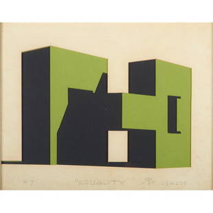 RAYMOND GRANVILLE BARGER (American, 1906 - 2001): Paper maquette multiple; "Equality" (framed); Initialed and numbered; 11 1/2" x 15 1/2 " (sight)