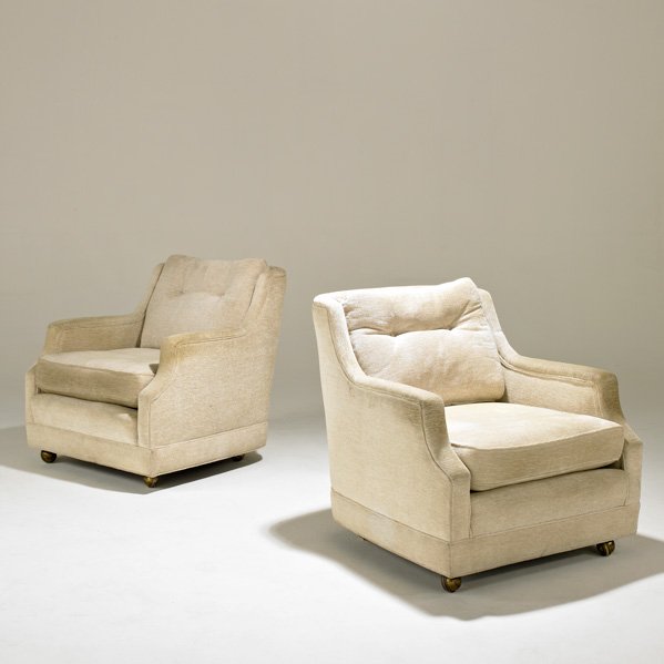 HENREDON: Pair of lounge chairs, USA, 1960s; Unmarked; Each: 30" x 30" x 35"