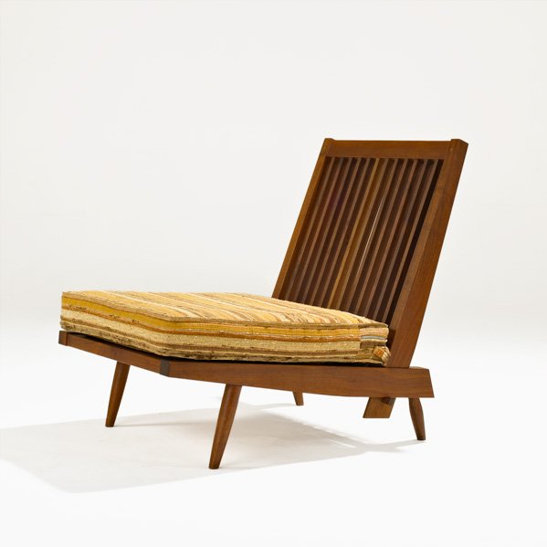 GEORGE NAKASHIMA: Walnut Cushion chair, New Hope, PA, 1963; Unmarked; 31" x 24" x 34" Provenance accompanied by letter of authentication from Nakashima Studios.