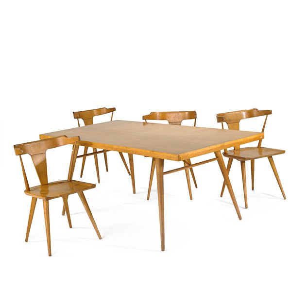 PAUL McCOBB; WINCHENDON: Maple dining table and four chairs, USA, 1950s; Table: 29" x 72" x 36", chair: 30 1/2" x 21" x 20"