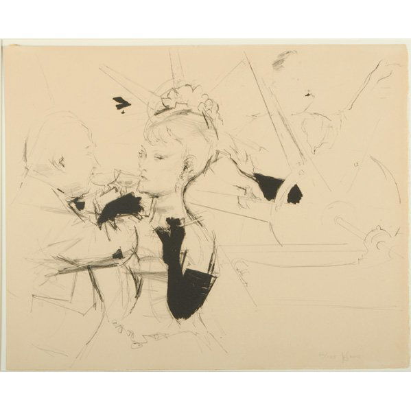 JACK LEVINE (American, 1915-2010): Lithograph; "Vernissage" (framed); Signed and numbered; 18" x 22 1/8" (sheet)