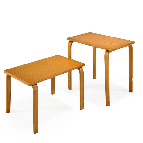 CLIFFORD PASCOE: Two tables, USA, 1950s; Birch; Unmarked; Taller: 22 ¾” x 27” x 19”