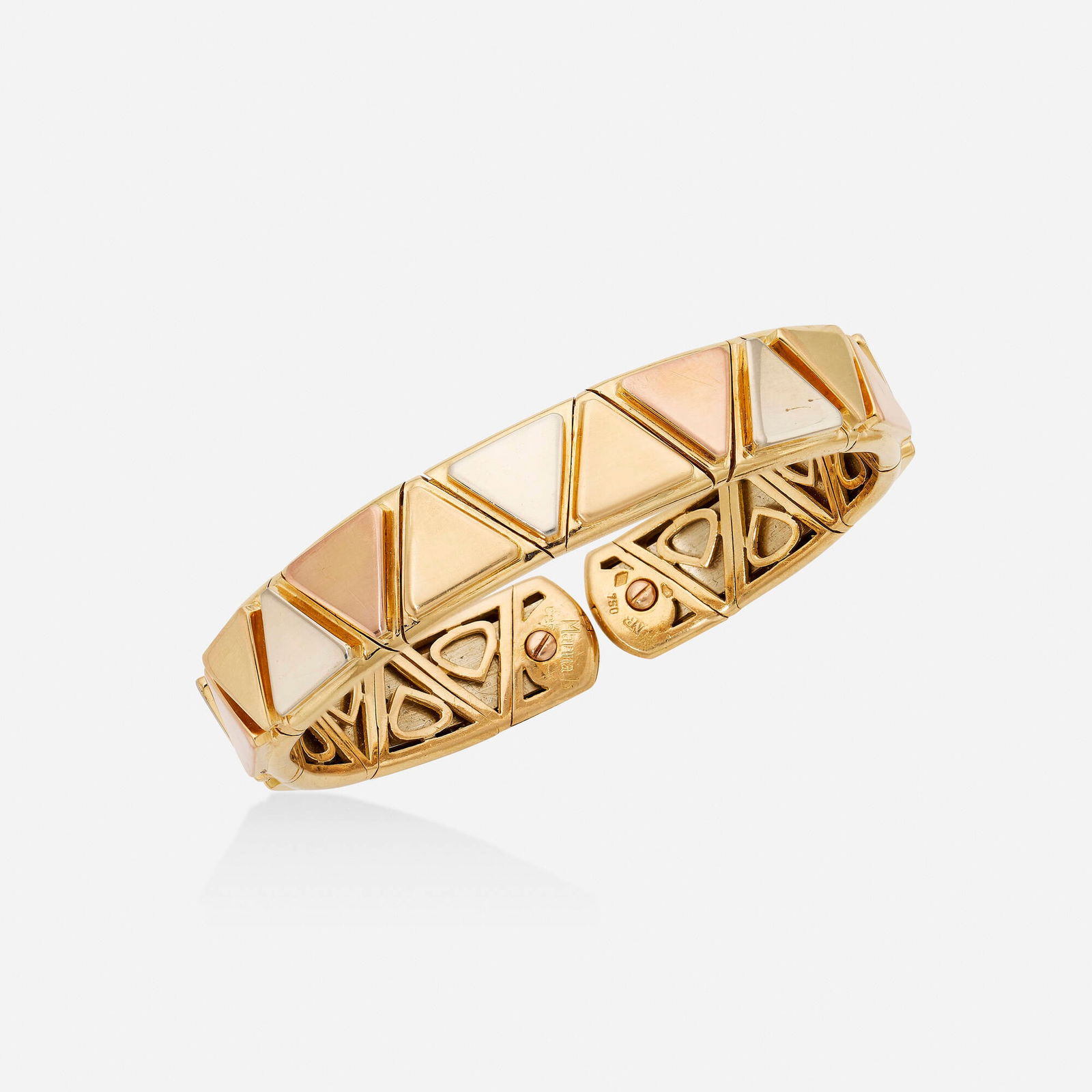 Marina B, 'Triangolini' tricolor gold cuff bracelet (1 of 2)