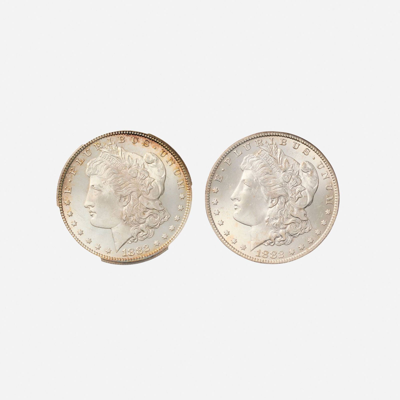 U.S. 1882 and 1882-CC PCGS Graded Morgan $1 Silver Coins (1 of 2)