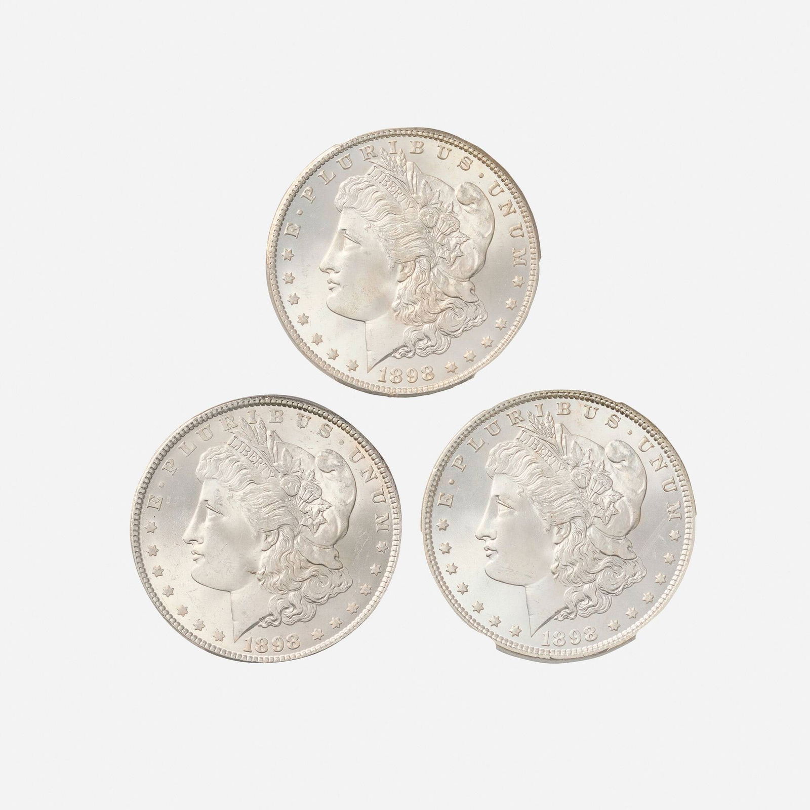 Three U.S. 1898, and 1898-O Graded Morgan $1 Silver Coins (1 of 2)
