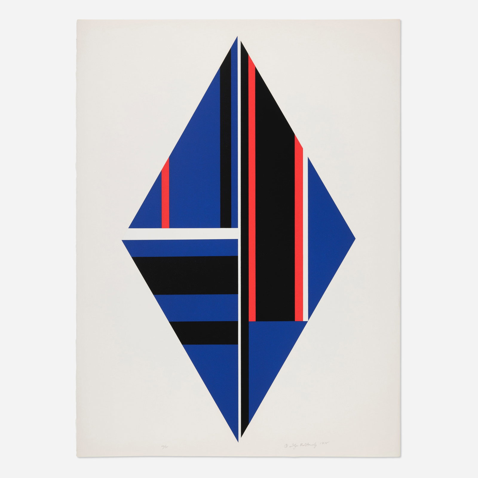 Ilya Bolotowsky, Blue Diamond (from the 1776 USA 1976: Bicentennial Prints portfolio): Ilya Bolotowsky Blue Diamond (from the 1776 USA 1976: Bicentennial Prints portfolio) 1975screenprint in colors on Arches image: 27.75 h × 16 w in (70 × 41 cm) sheet: 29.875 h ×