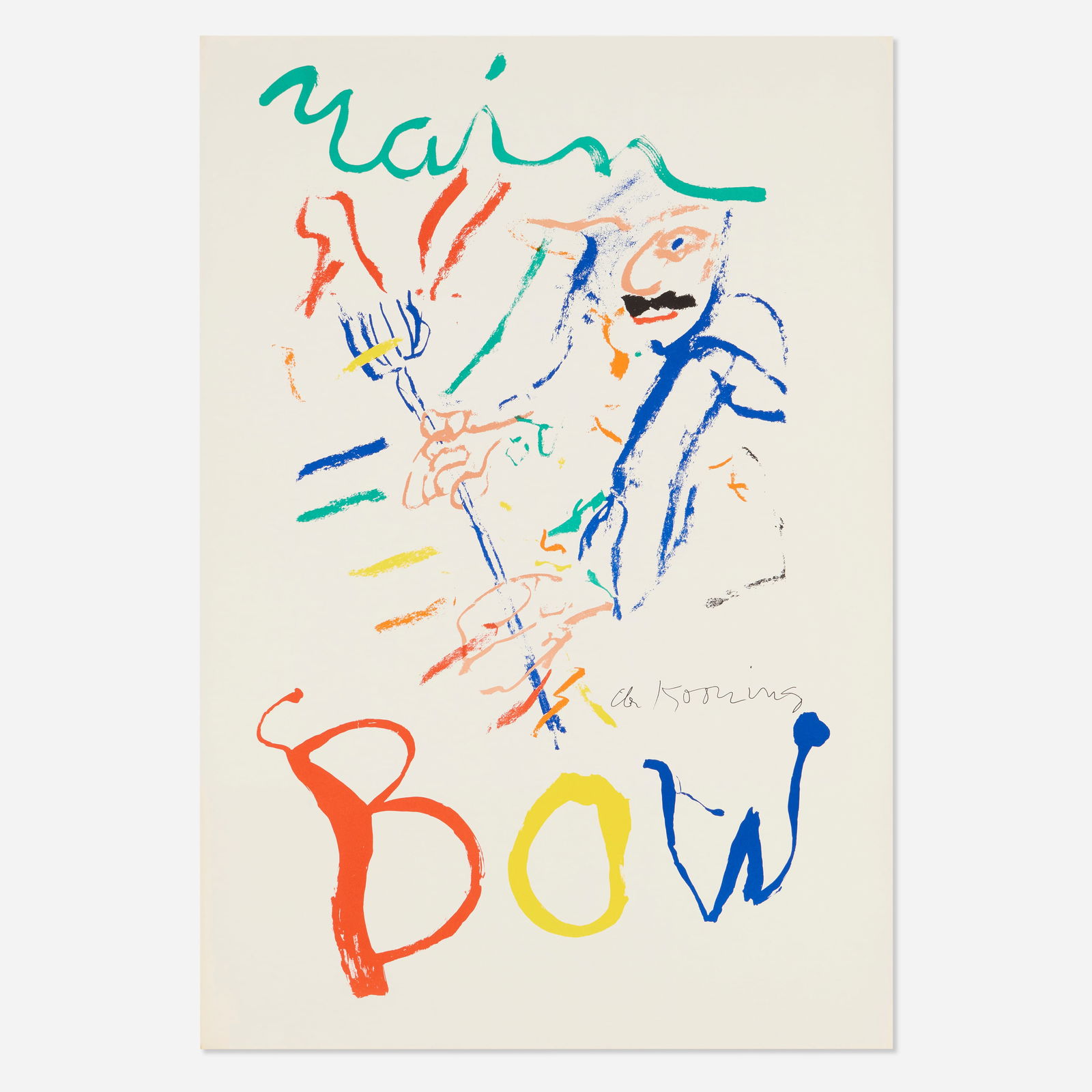 Willem de Kooning, Rainbow: Thelonious Monk, Devil at the Keyboard: Willem de Kooning Rainbow: Thelonious Monk, Devil at the Keyboard c. 1972-76lithograph in colors 35.75 h × 24.5 w in (91 × 62 cm) Signed to lower right ‘de Kooning’.