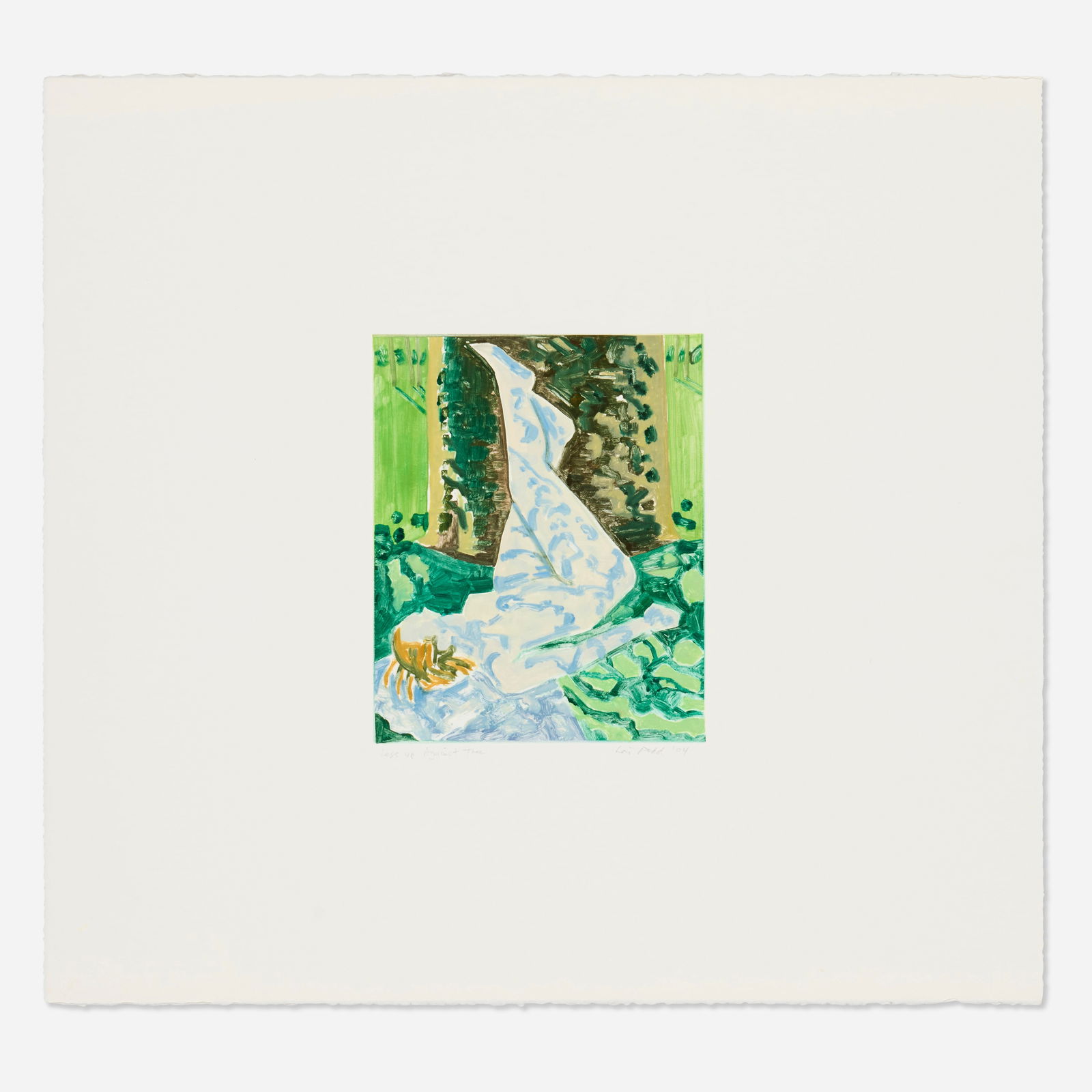 Lois Dodd, Legs Up Against Tree: Lois Dodd Legs Up Against Tree 2004monotype image: 9.75 h × 8 w in (25 × 20 cm) sheet: 22.375 h × 24 w in (57 × 61 cm) Signed, titled and dated to lower edge R