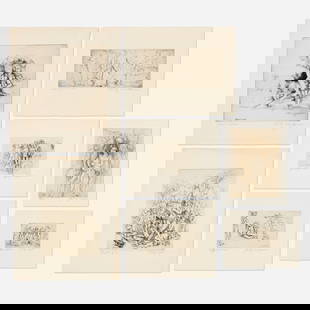Philip Evergood, Seven works: Philip Evergood Seven works etching sheet (largest): 15 h × 13.5 w in (38 × 34 cm) sheet (smallest): 6.875 h × 9.25 w in (17 × 23 cm) Lot consists of Girl with Sunfl