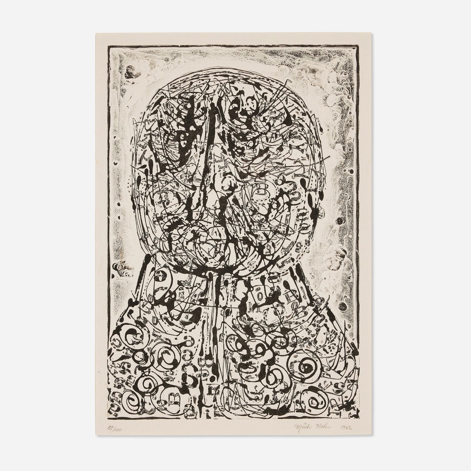 Misch Kohn, The Last General: Misch Kohn The Last General 1962sugar lift etching on Chine collé image: 15.75 h × 10.625 w in (40 × 27 cm) sight: 17 h × 11.625 w in (43 × 30 cm) Signed, da