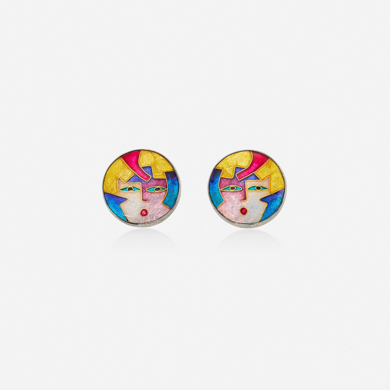 Celiane & Ronald Dunetz, Enamel, sterling silver, and gold earrings (1 of 2)