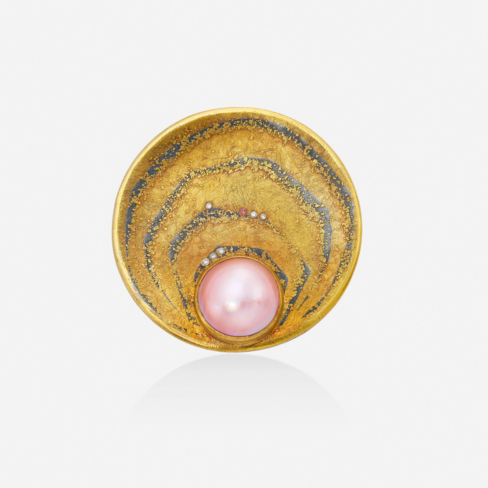 Michael Zobel, Mabé pearl, diamond, sterling silver, and gold pendant brooch (1 of 3)