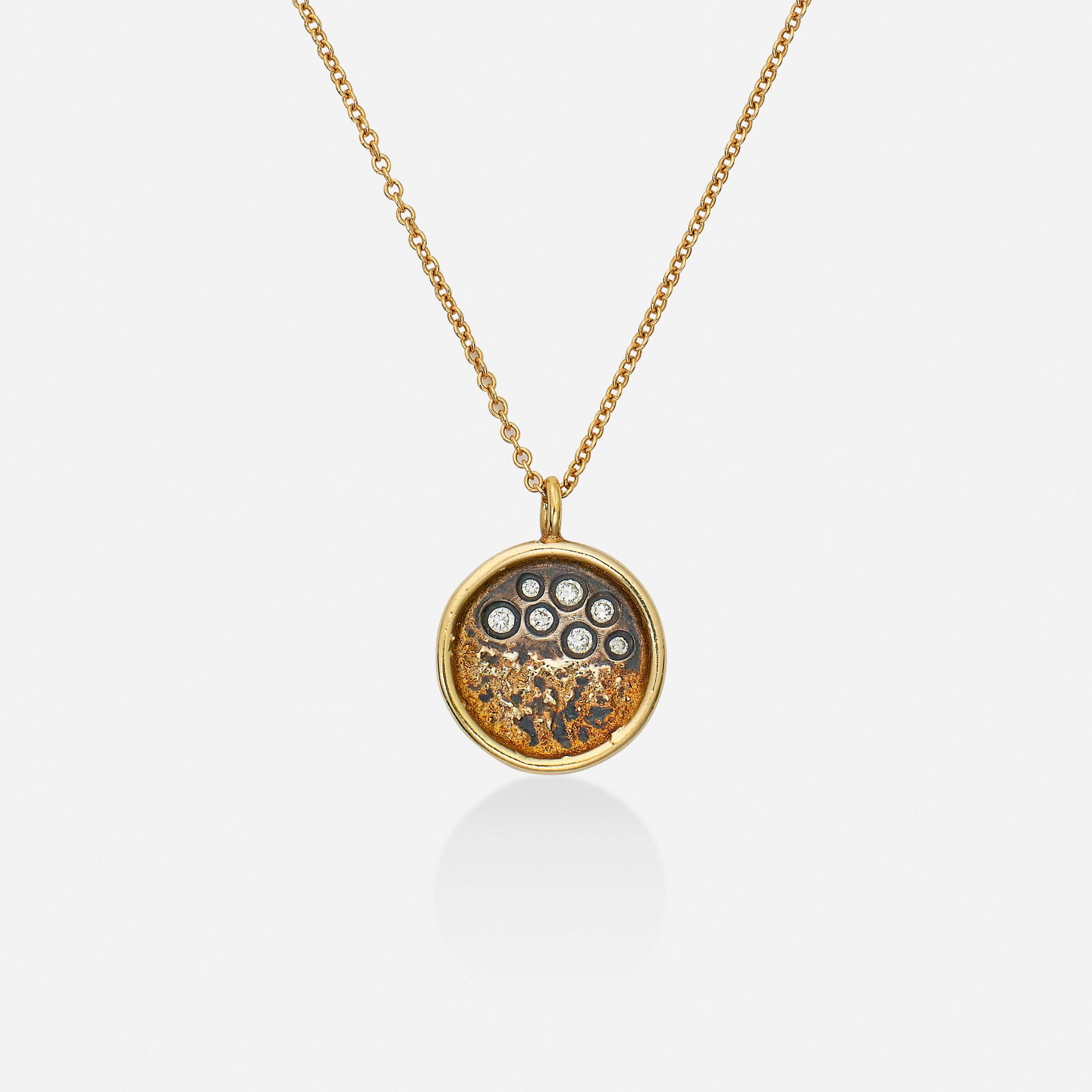 Kate Maller, 'Traveler's Coin' diamond, argentium silver, and gold necklace (1 of 5)