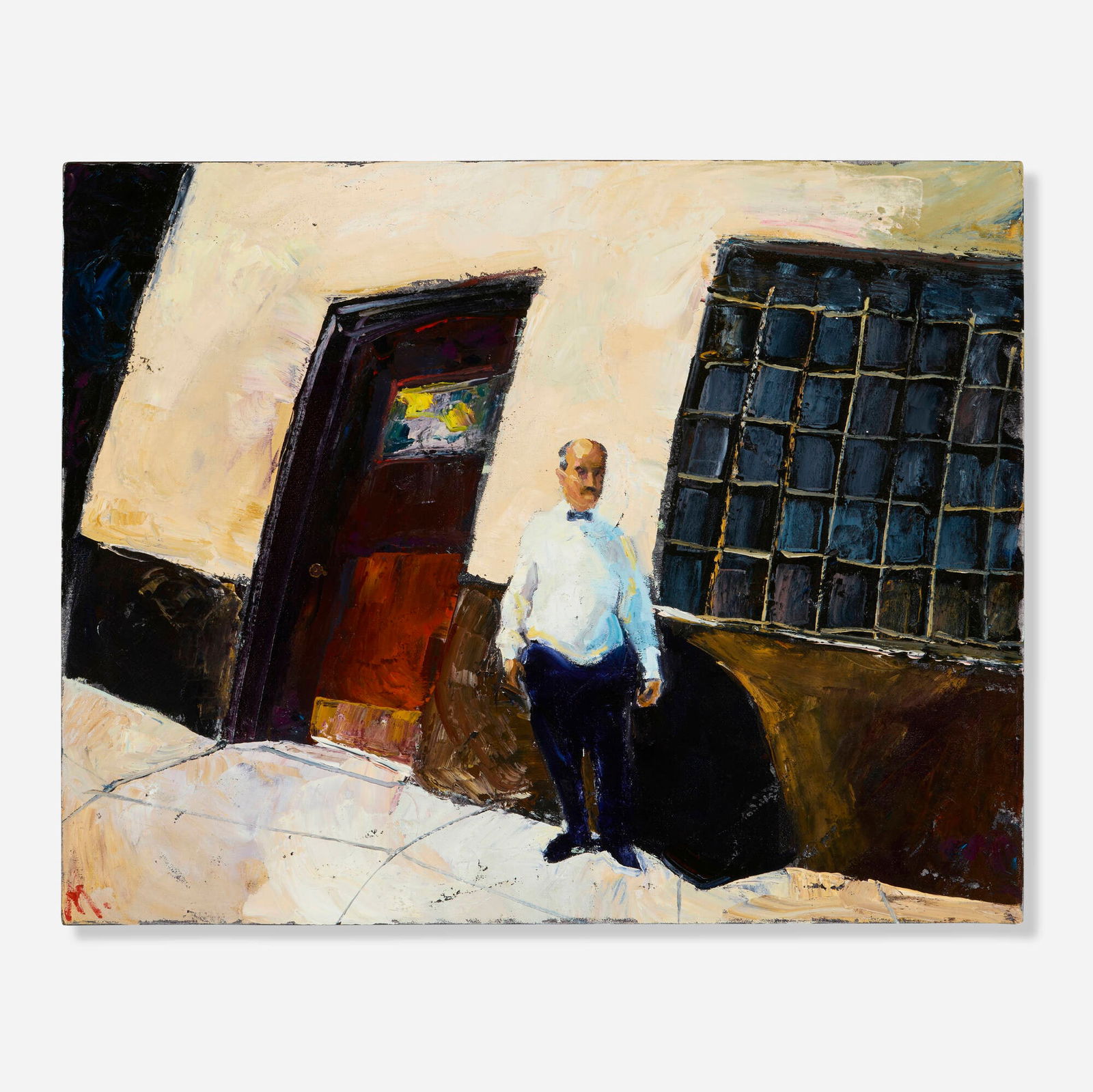 James Michalopoulos, New Orleans: James Michalopoulos New Orleans 1992oil on canvas 23.875 h x 30 w in (61 x 76 cm) Signed to lower left 'M'. Signed, titled and dated to verso 'Michalopoulos 1992 New Orleans'.