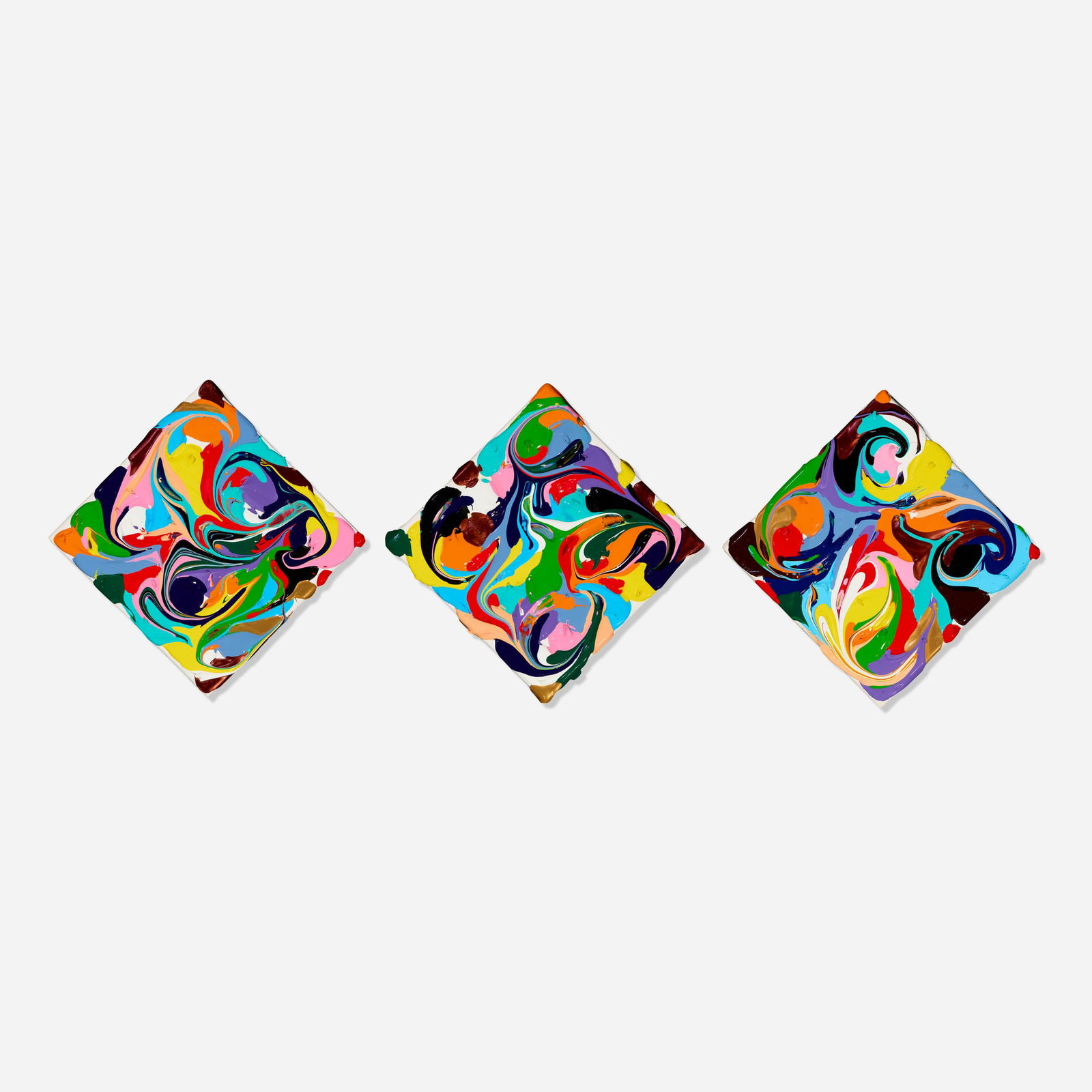 Eduardo Guelfenbein, Untitled (triptych): Eduardo Guelfenbein Untitled (triptych) acrylic on canvas each: 11 h x 11 w in (28 x 28 cm) overall: 11 h x 33 w in (28 x 84 cm) Signed to verso of each panel 'Guelfenbein'. T