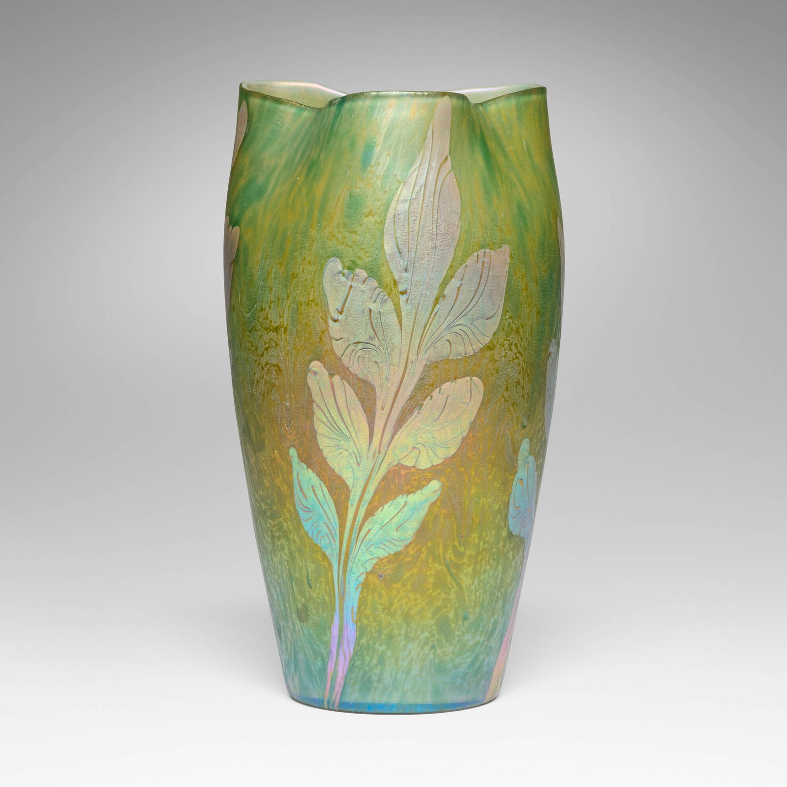 Loetz, Large Phanomen vase (Gre 3/461): Loetz Large Phanomen vase (Gre 3/461) Austria, c. 1903hand-blown glass 10.75 h x 6 dia in (27 x 15 cm) Paper retailer's label to lower edge 'B. Mazzarella Napoli Italy'. Provena