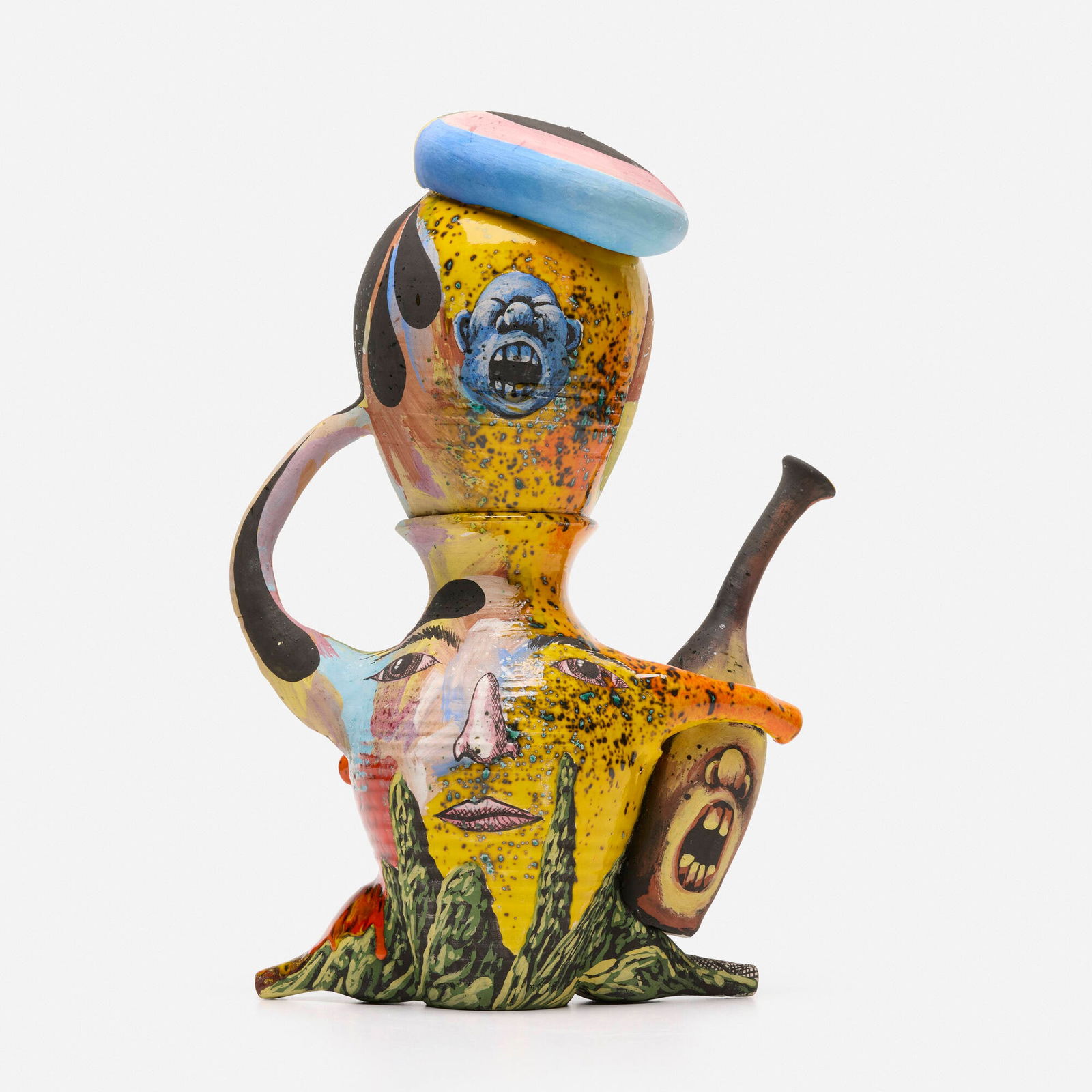 Michael Lucero, Untitled (from the New World series): Michael Lucero Untitled (from the New World series) 1992glazed and hand-painted earthenware 17.75 h x 12.75 w x 7.5 d in (45 x 32 x 19 cm) Signed, titled and inscribed to underside 'Michael Lu