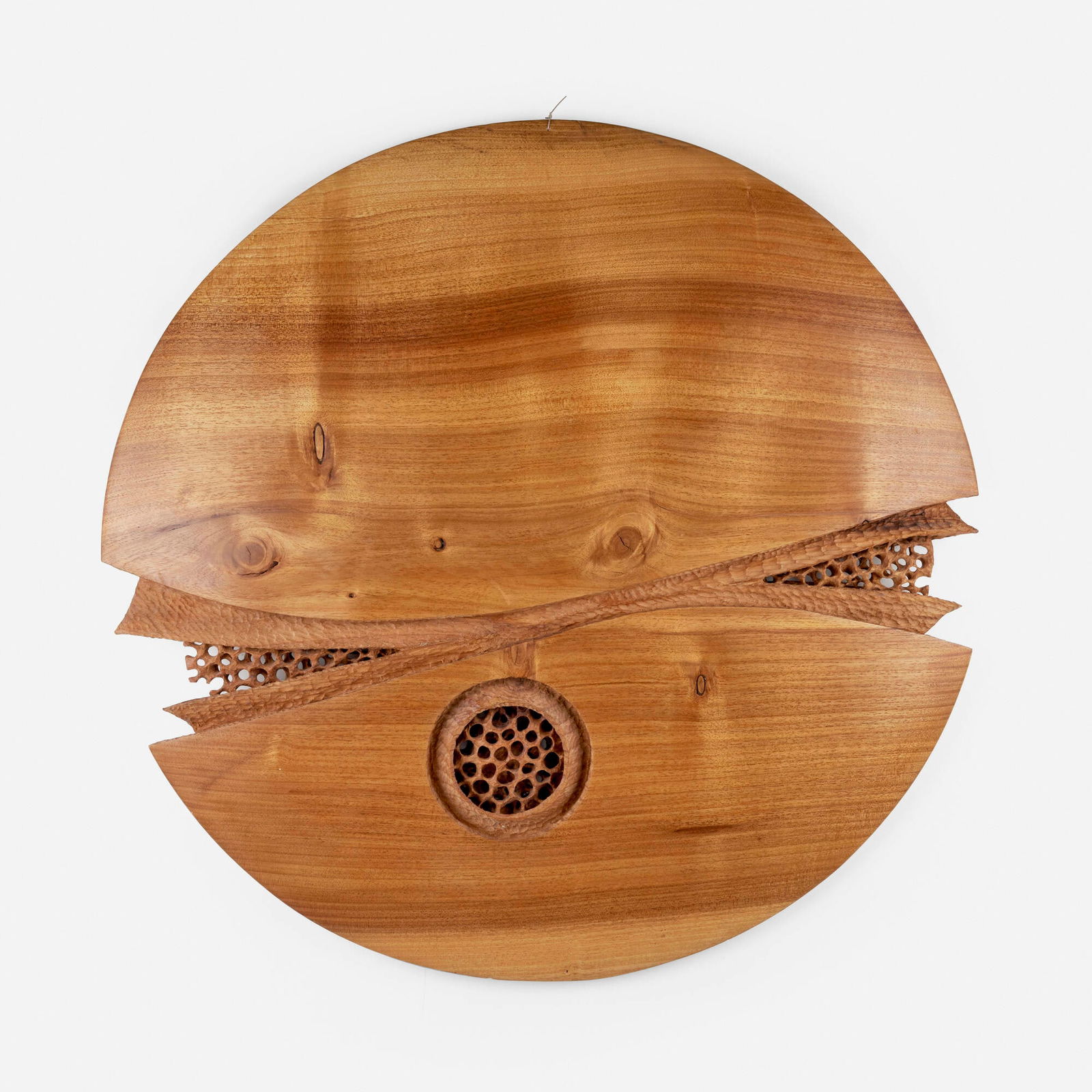 Doug Ayers, Untitled (Large Disc): Doug Ayers Untitled (Large Disc) 1980acacia 2.25 h x 32.5 dia in (6 x 83 cm) Signed and dated with wood type to reverse 'D. Ayers Acacia 1.31.80'. Provenance: The Lipto